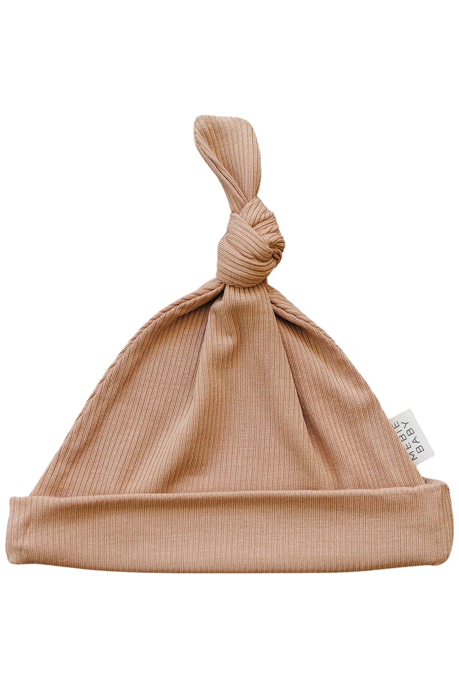 Latte Ribbed Newborn Knot Hat, Bamboo, Newborn, Baby Essentials - Image 2