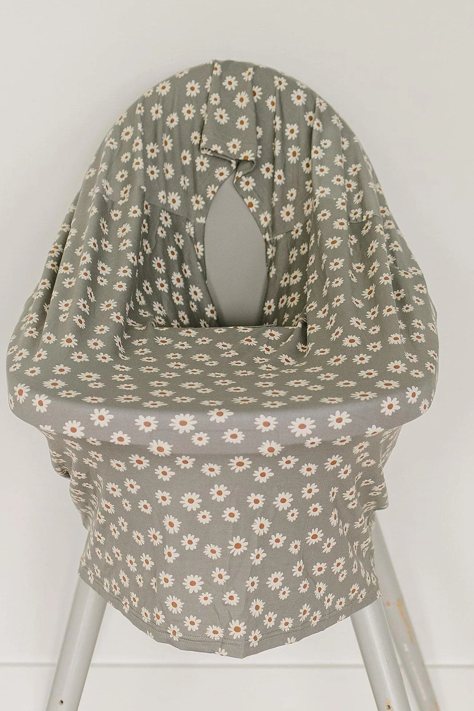 Light Green Daisy Multi-Use, Bamboo, Car Seat & Nursing Cover, Baby - Image 5