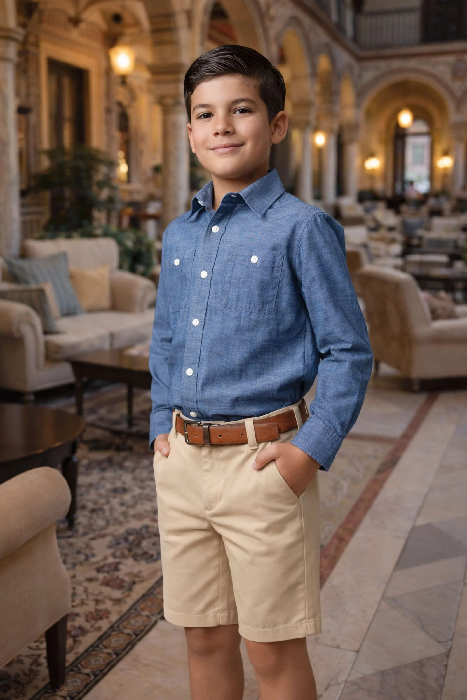 Organic Cotton/Linen Shorts for Boys, Sand, Toddler & Kids