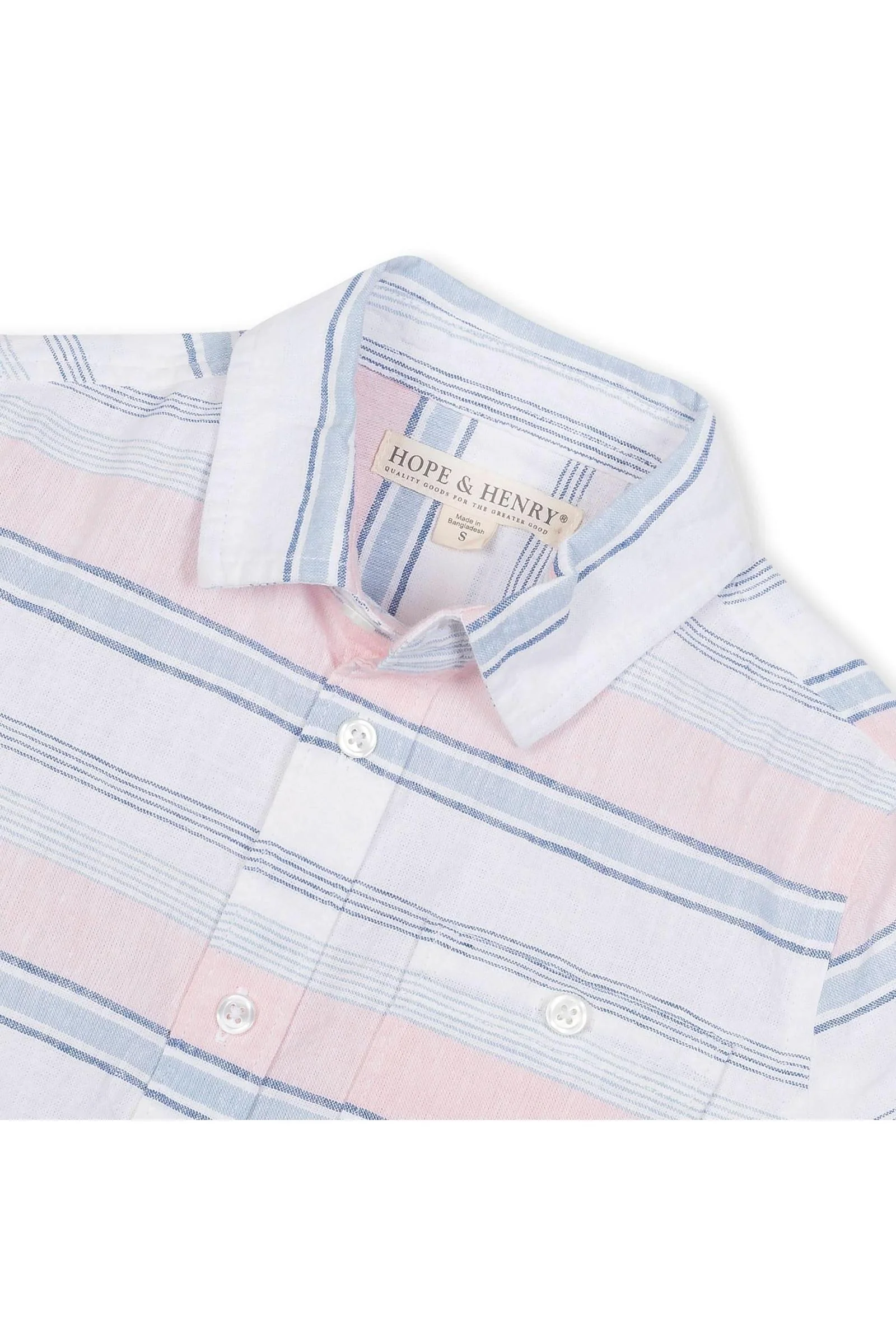 Linen Button Down Casual Shirt for Boys, Short Sleeve Striped, Toddler & Kids - Image 6