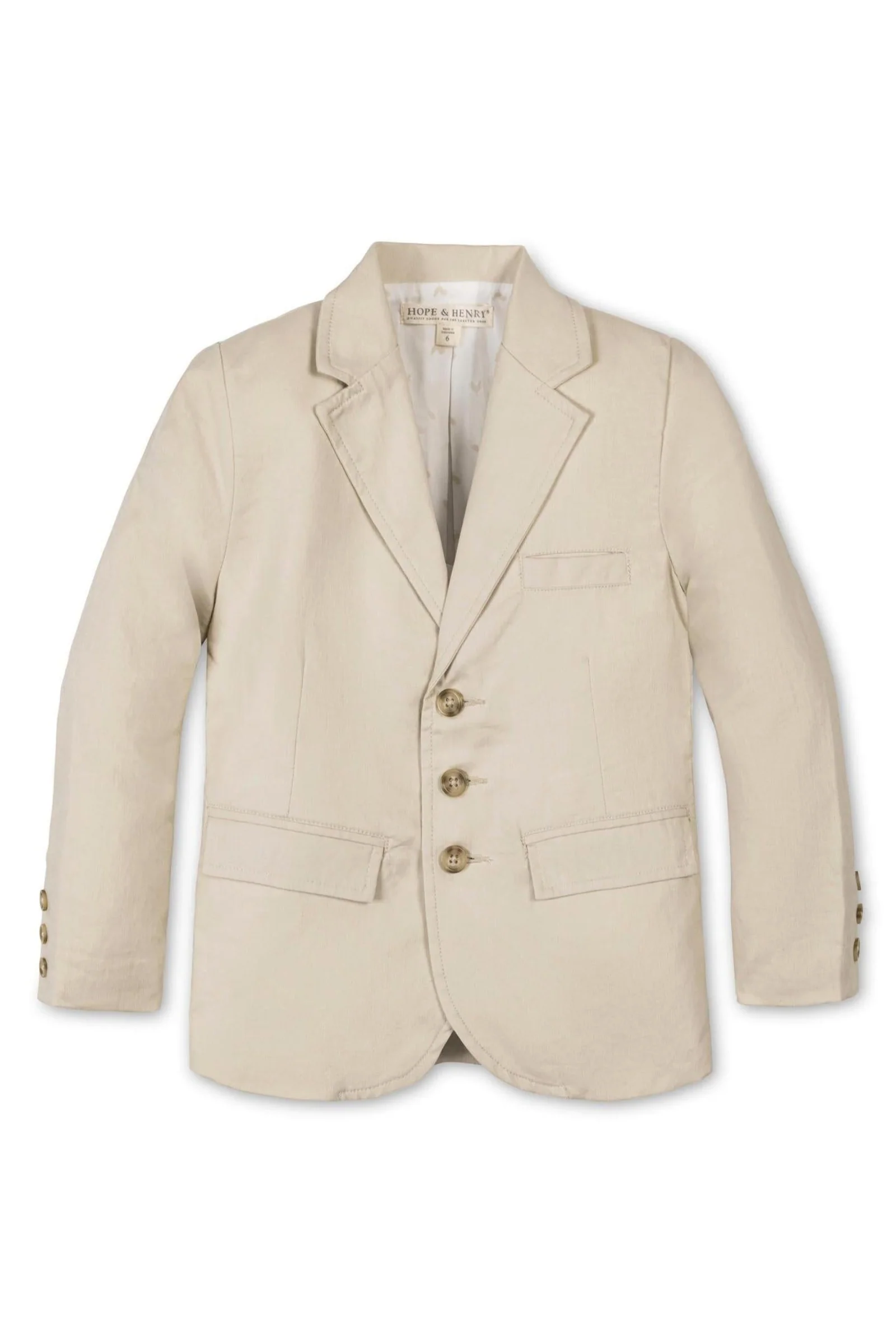 Linen Suit Jacket for Boys, Beige, Sizes 2T-12 - Image 2