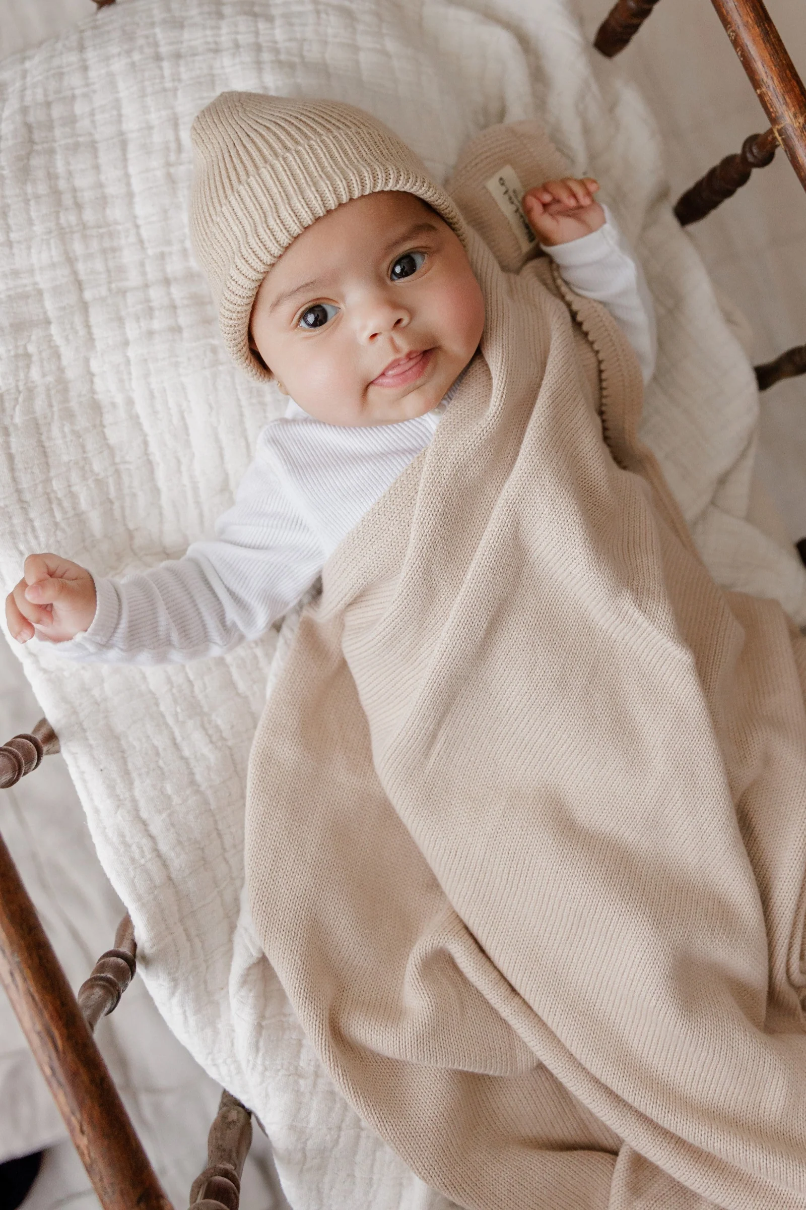 Luxe Collection Knit Baby Blanket + Hat Set with Gift Box, 100% Organic Cotton - Image 18