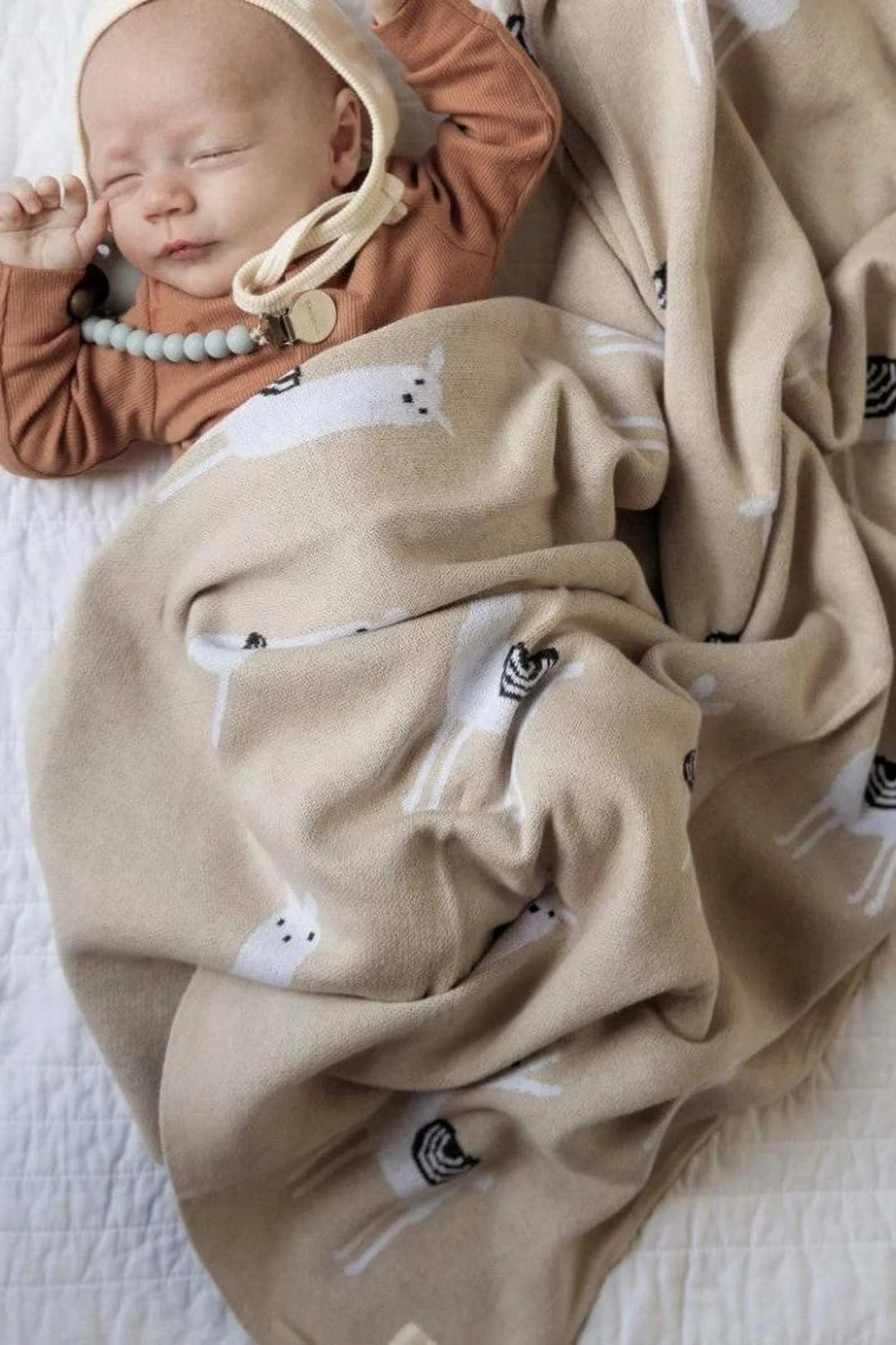 Knit Llama Luxury Swaddle Blanket, 100% OEKO Tex Pima Cotton - Image 5
