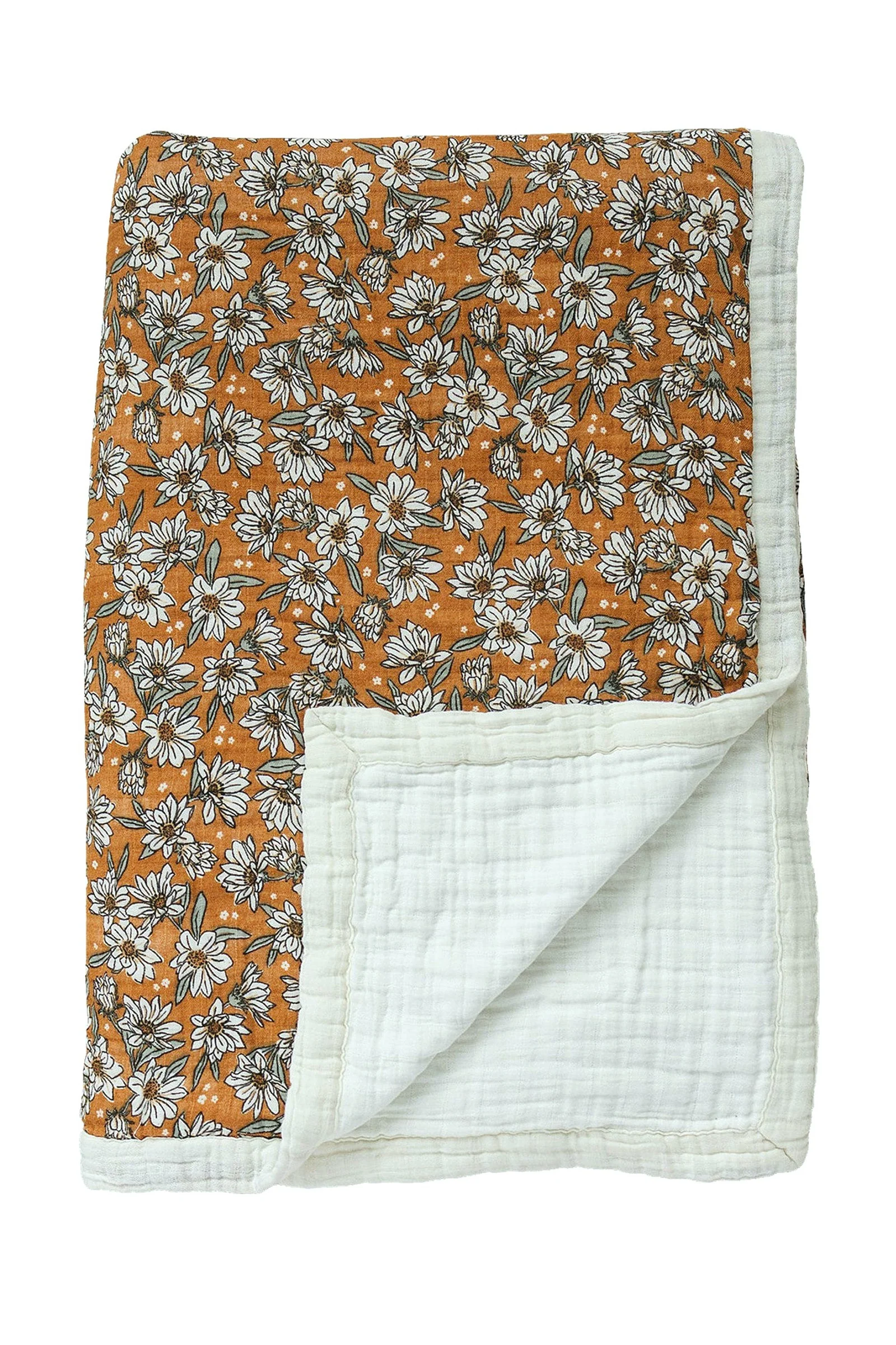 Magnolia Floral Muslin Twin Quilt, 100% Cotton, Baby Essentials - Image 2