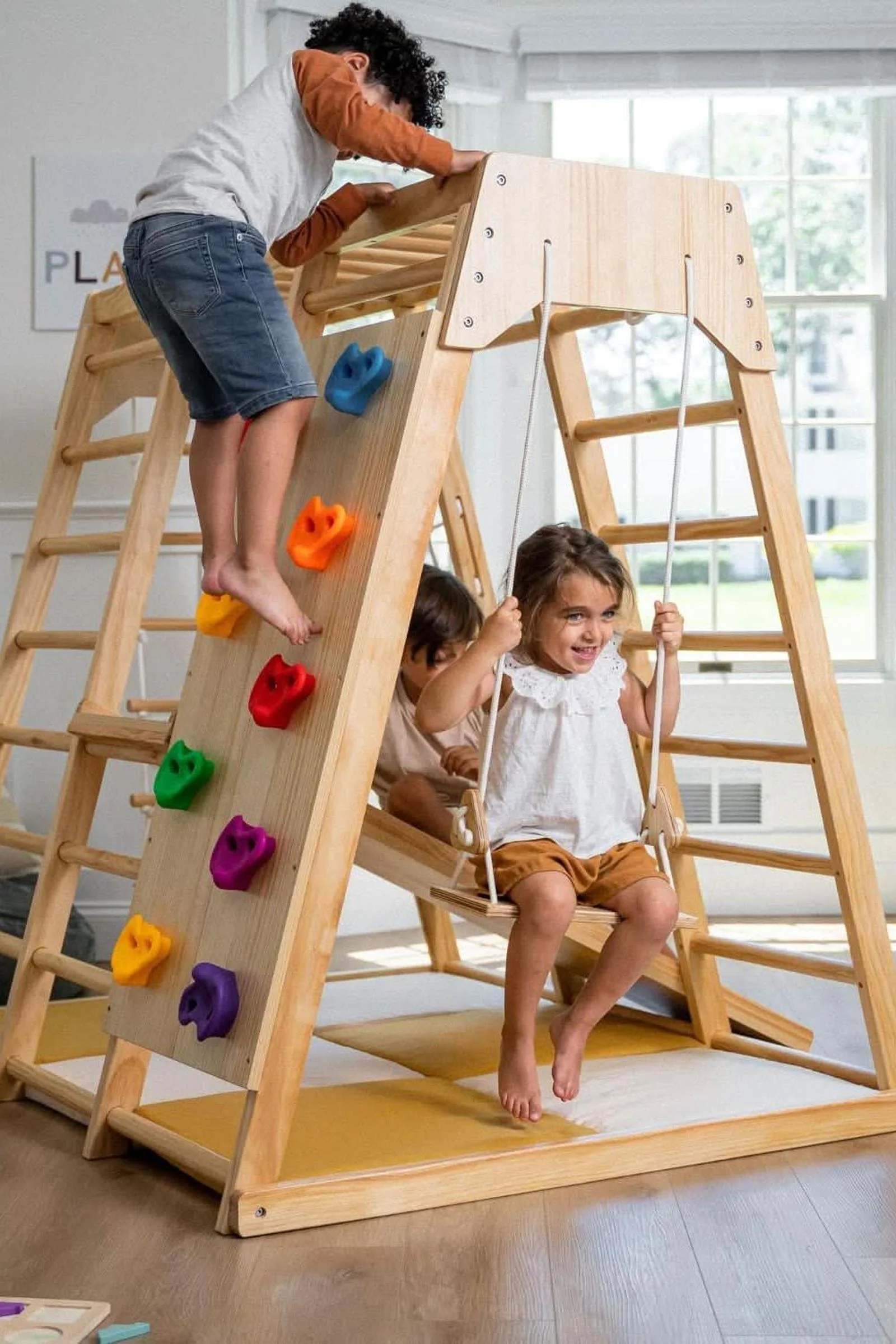 Magnolia - Wooden 7-in-1 Climber, Slide, Gym, Playset, Indoor, New Zealand FSC-certified pinewood - Image 55