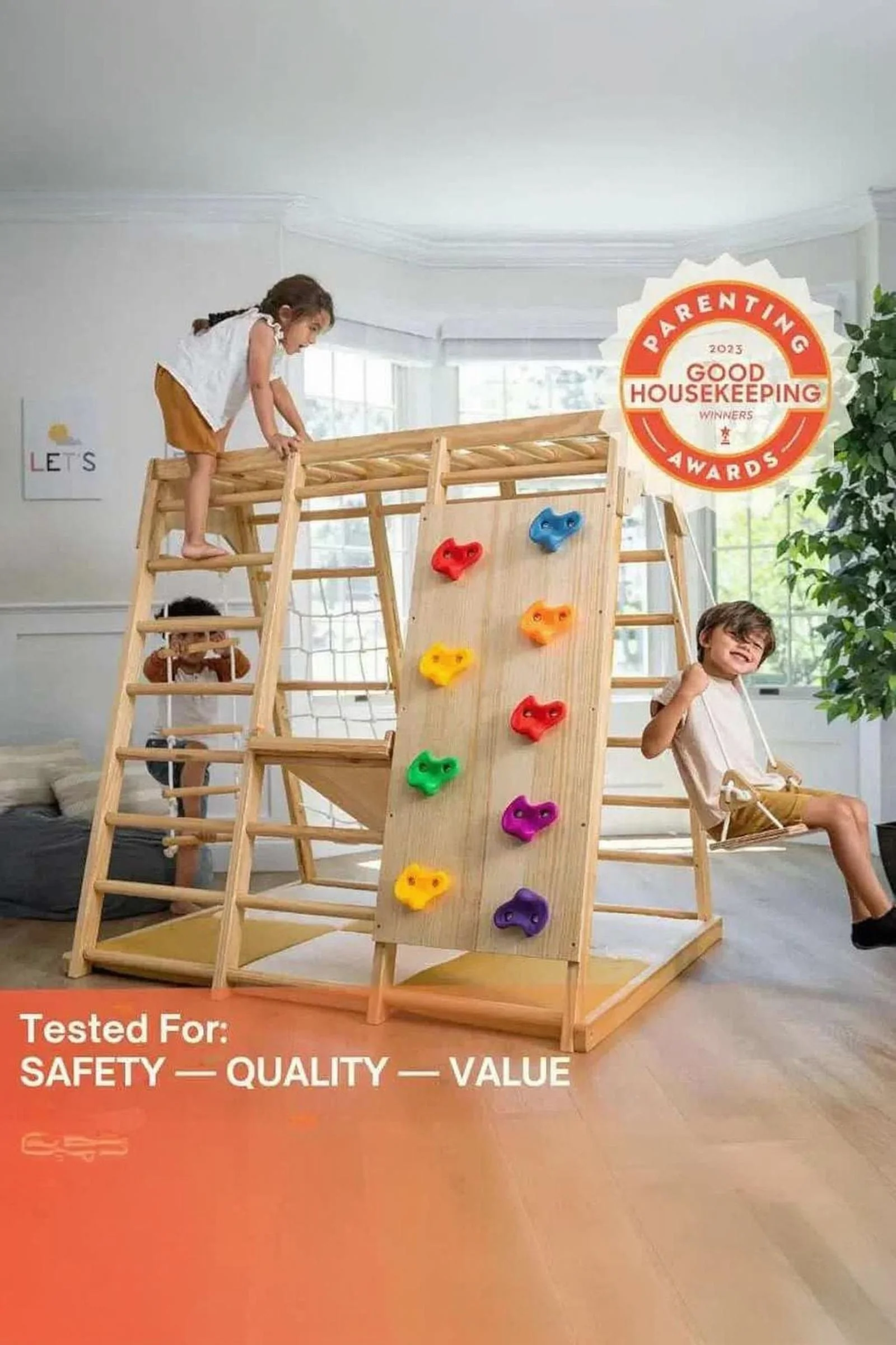 Magnolia - Wooden 7-in-1 Climber, Slide, Gym, Playset, Indoor, New Zealand FSC-certified pinewood - Image 68