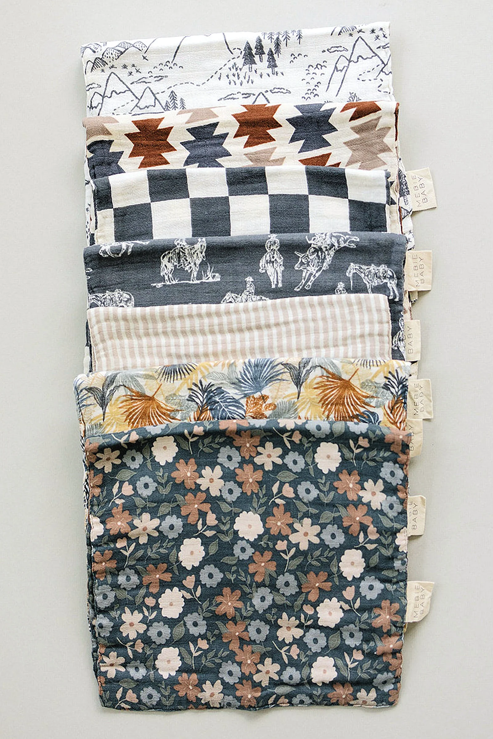 Midnight Floral Muslin Burp Cloth, 100% Cotton, Baby Essentials - Image 3