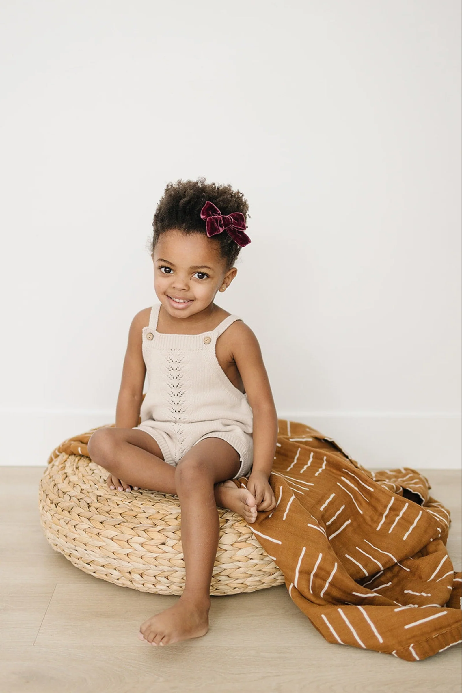 Mustard Mudcloth Lightweight Muslin Crib Quilt, 100% Cotton, Baby Essentials - Image 5