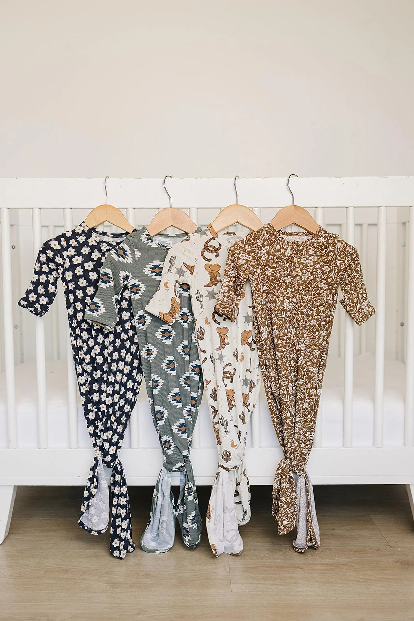 Navy Daisy Ribbed Knot Gown, Bamboo, Baby Essentials - Image 5