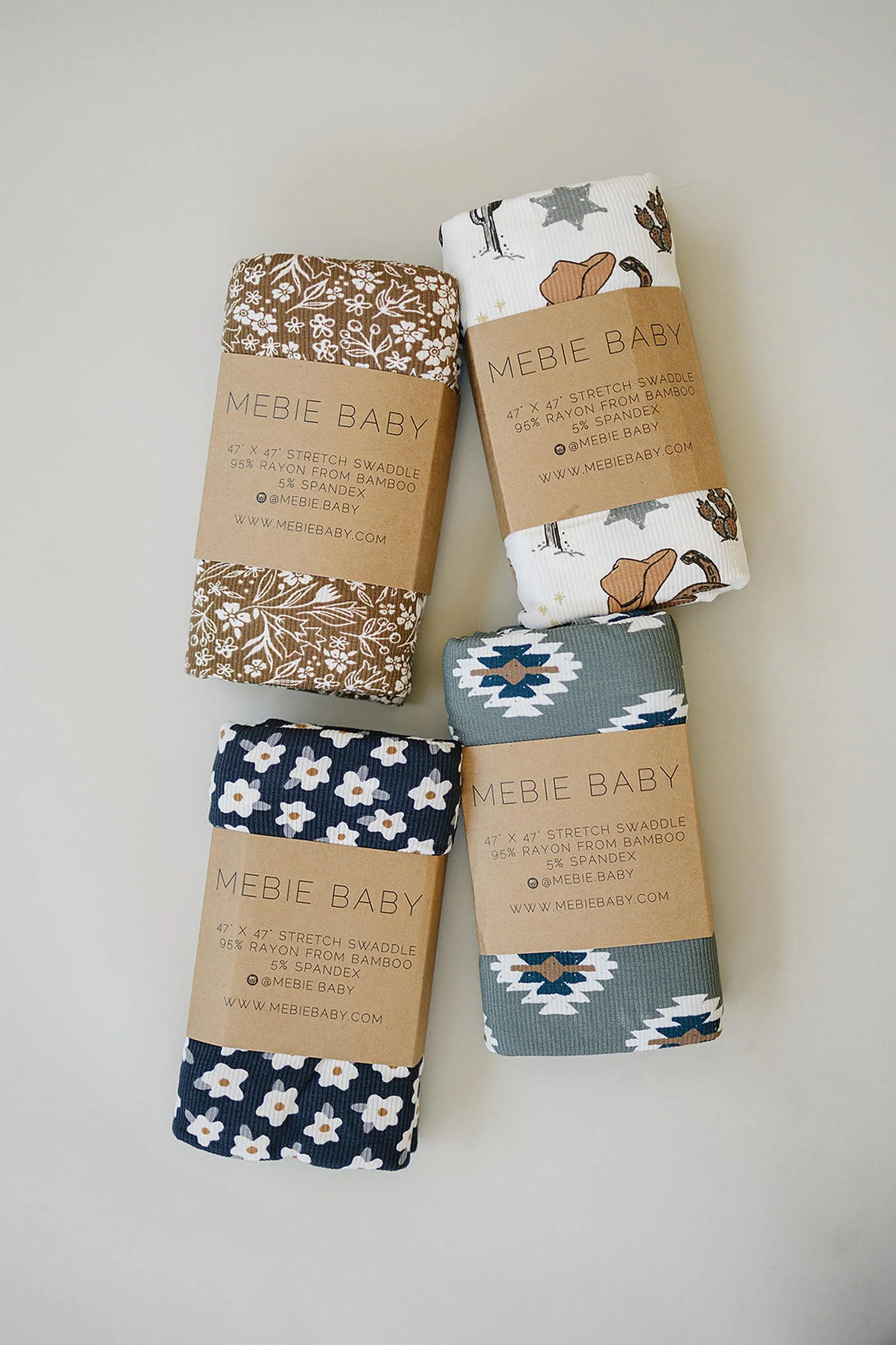 Navy Daisy Ribbed Stretch Swaddle, Bamboo, Baby Essentials - Image 5