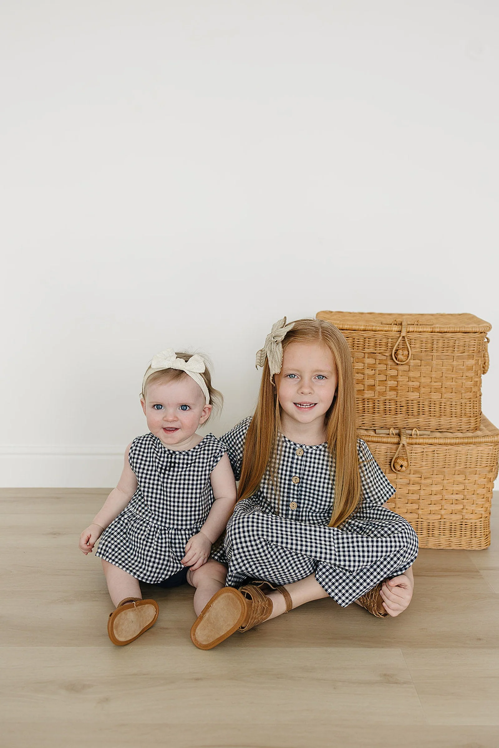 Baby Girl Navy Gingham Peplum Set, Linen/Cotton, Baby - Image 5