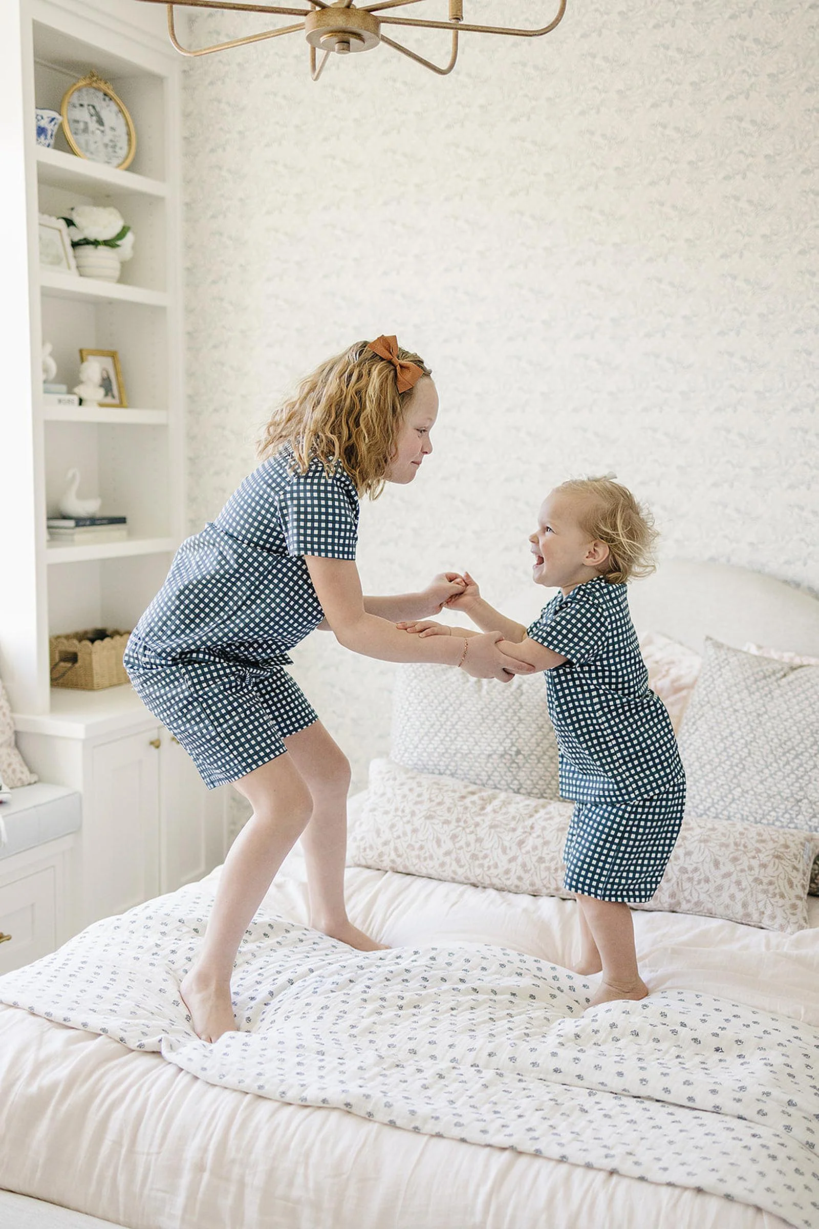 Navy Gingham Shorts Pajama Set, 100% Cotton, Gender Neutral, Sizes 6M-11 - Image 6