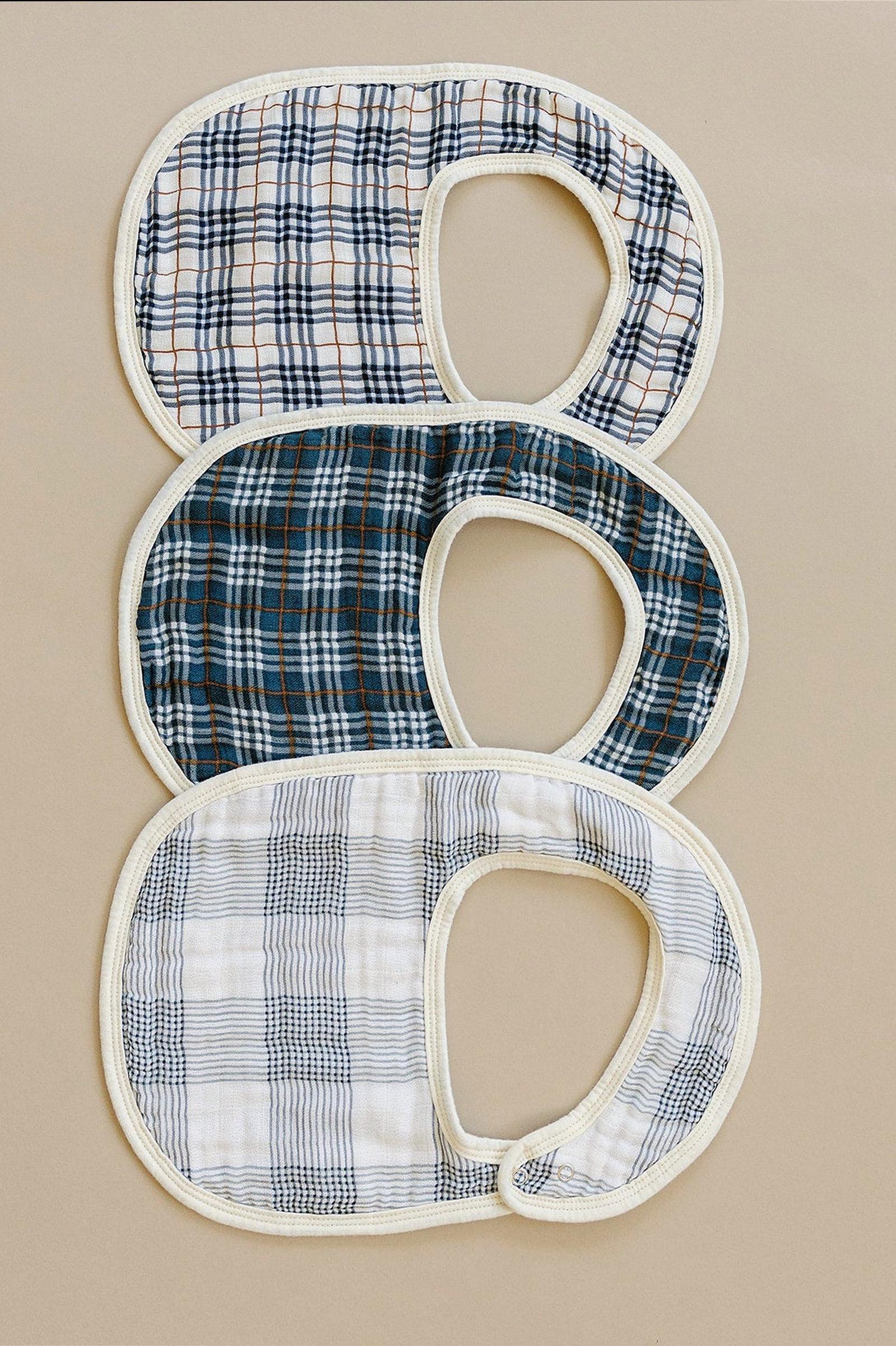 Coastal Plaid Classic Muslin Bib, 100% Cotton, Baby Essentials - Image 6