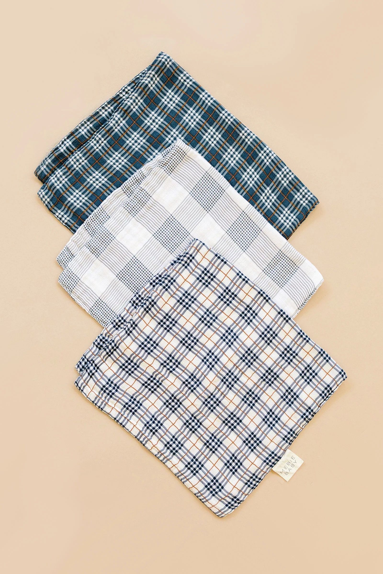 Navy Plaid Muslin Burp Cloth, 100% Cotton, Baby Essentials - Image 6