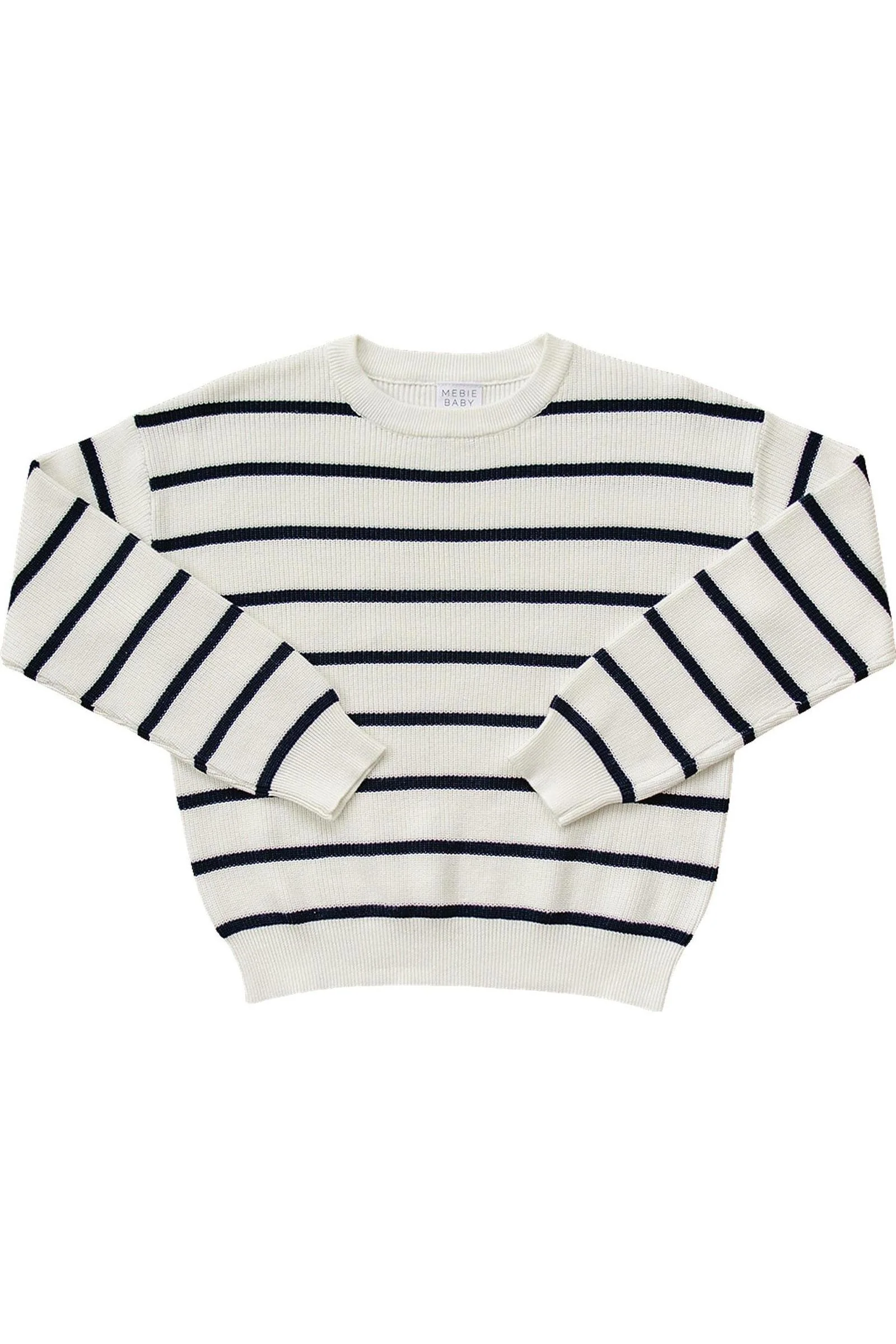 Navy Stripe Knit Sweater, 100% Cotton, Women, Family Matching Outfits - Image 2