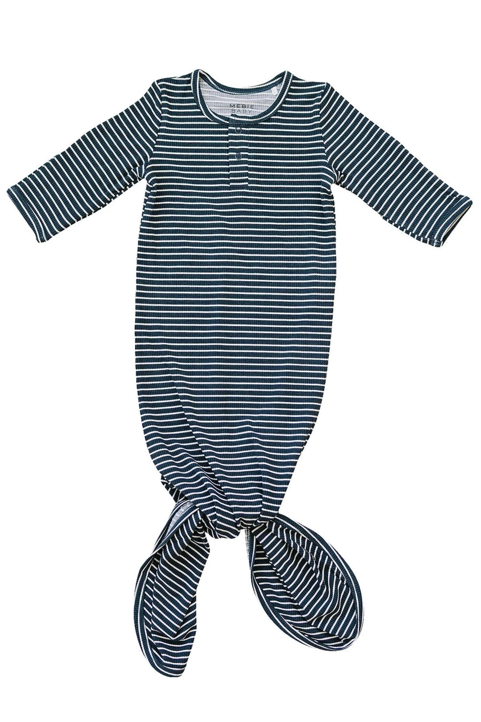 Navy Stripes Knot Gown, Bamboo, Baby Essentials - Image 2