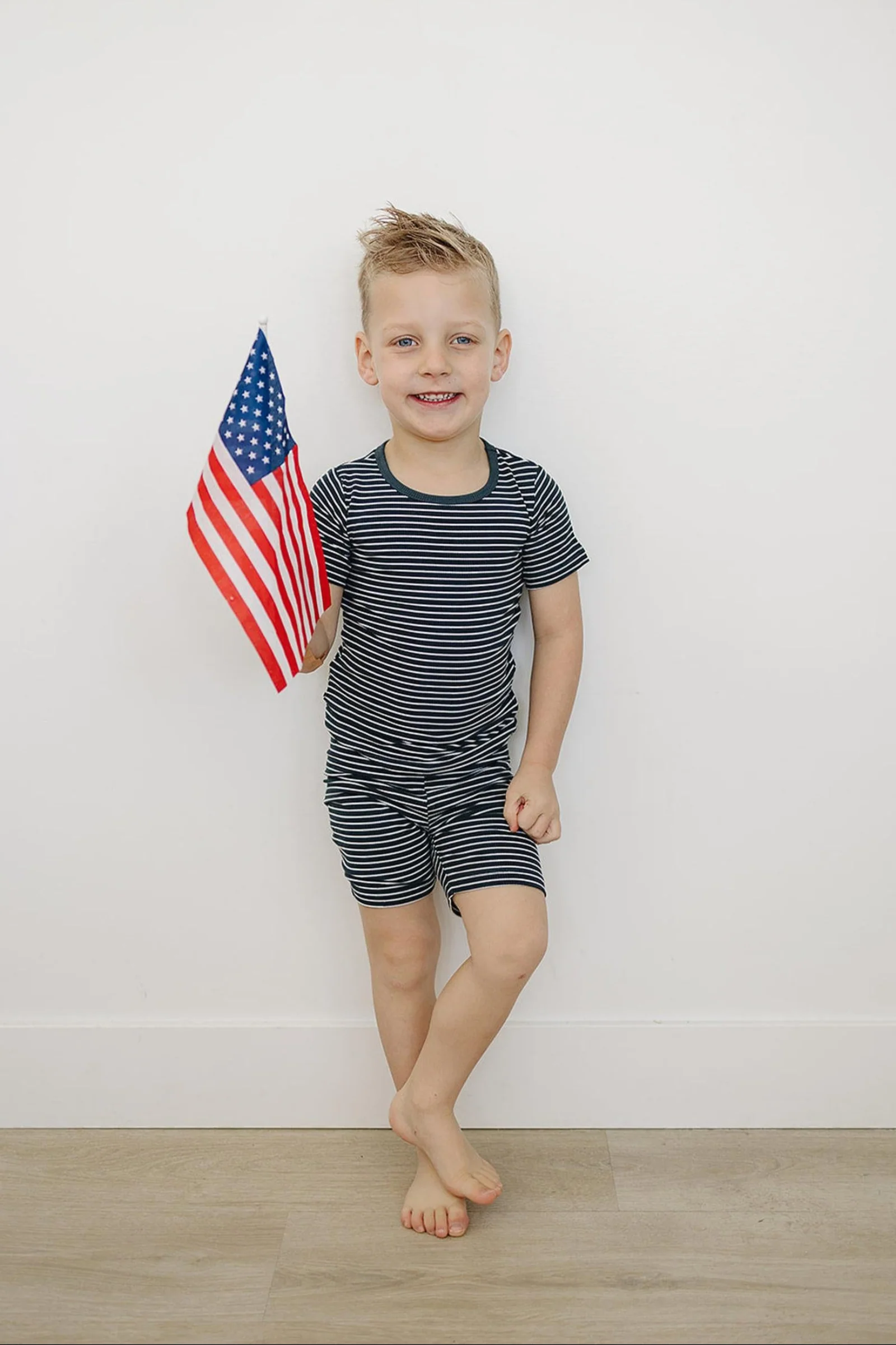 Navy Stripes Ribbed Cozy Shorts Set, Bamboo, Gender Neutral, Baby, Toddler & Kids