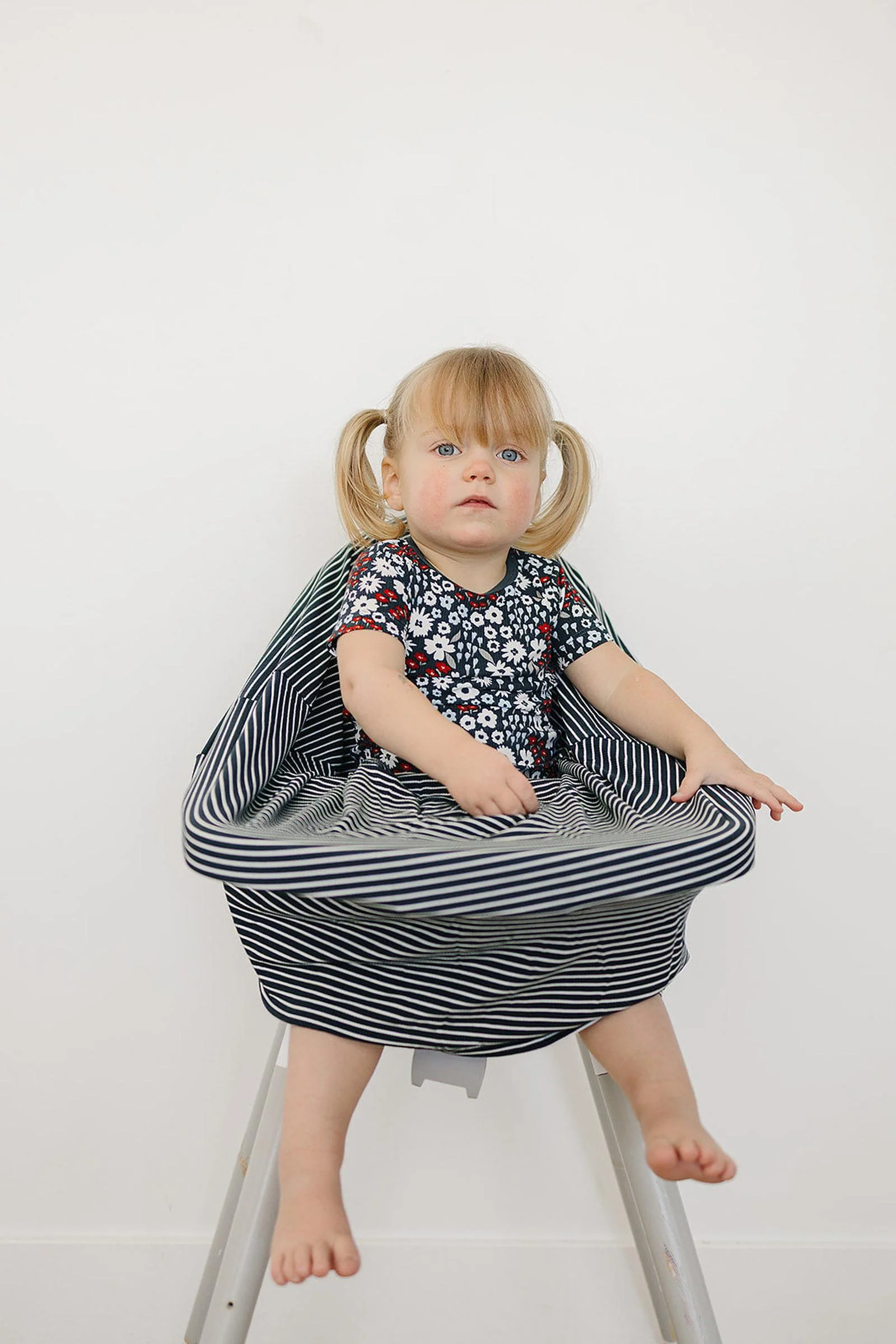 Navy Stripes Ribbed Multi-Use, Bamboo, Car Seat & Nursing Cover, Gender Neutral, Baby - Image 4