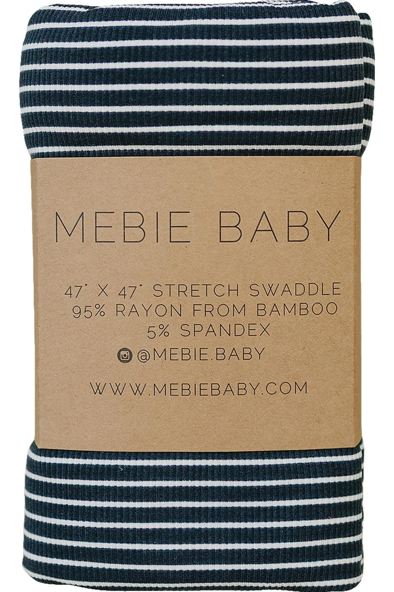 Navy Stripes Ribbed Stretch Swaddle Blanket, Bamboo, Baby Essentials - Image 2