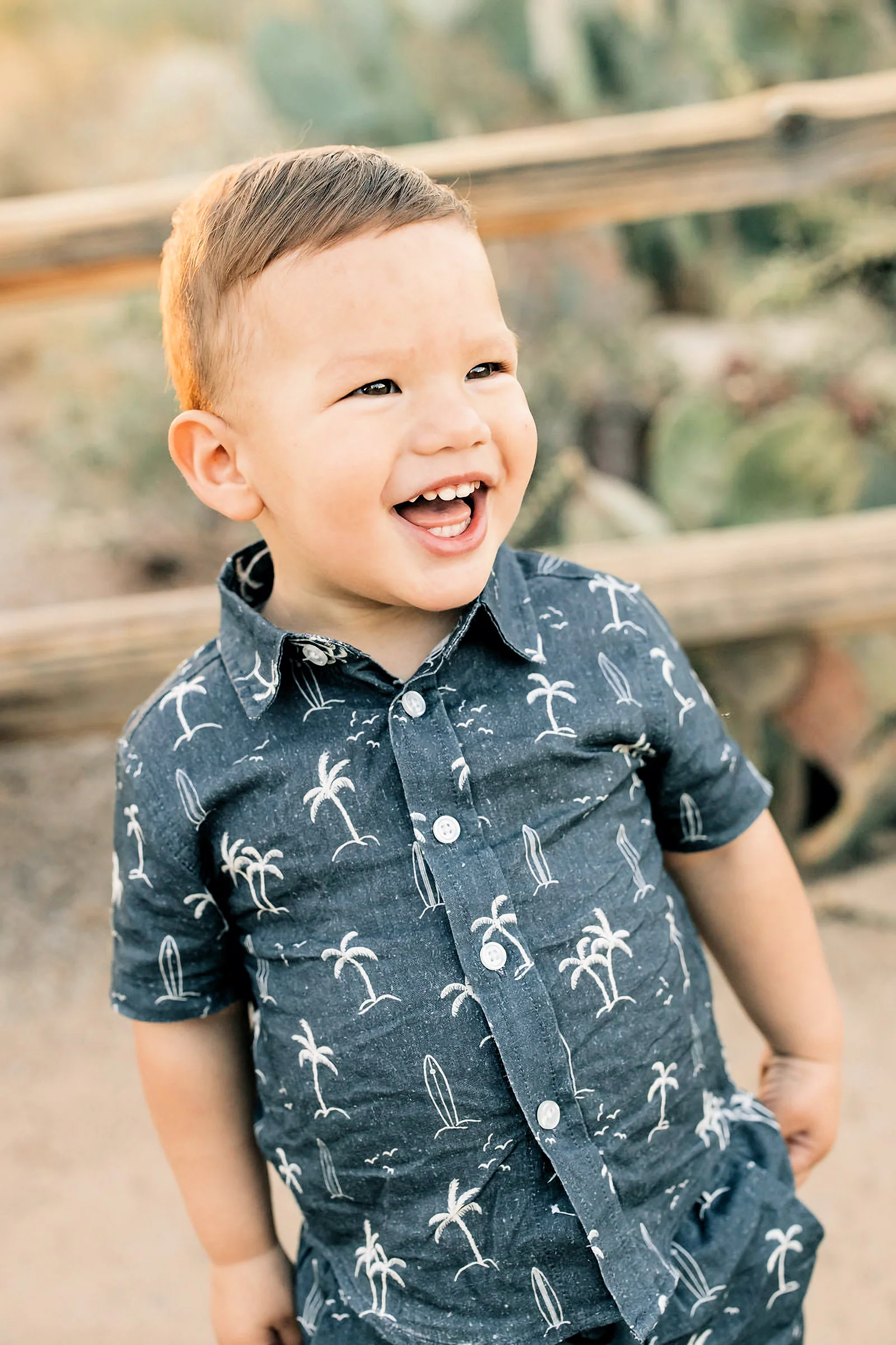Boy Navy Surfer Button Up Shirt, Resort Wear Collection, Baby - Kids - Image 4
