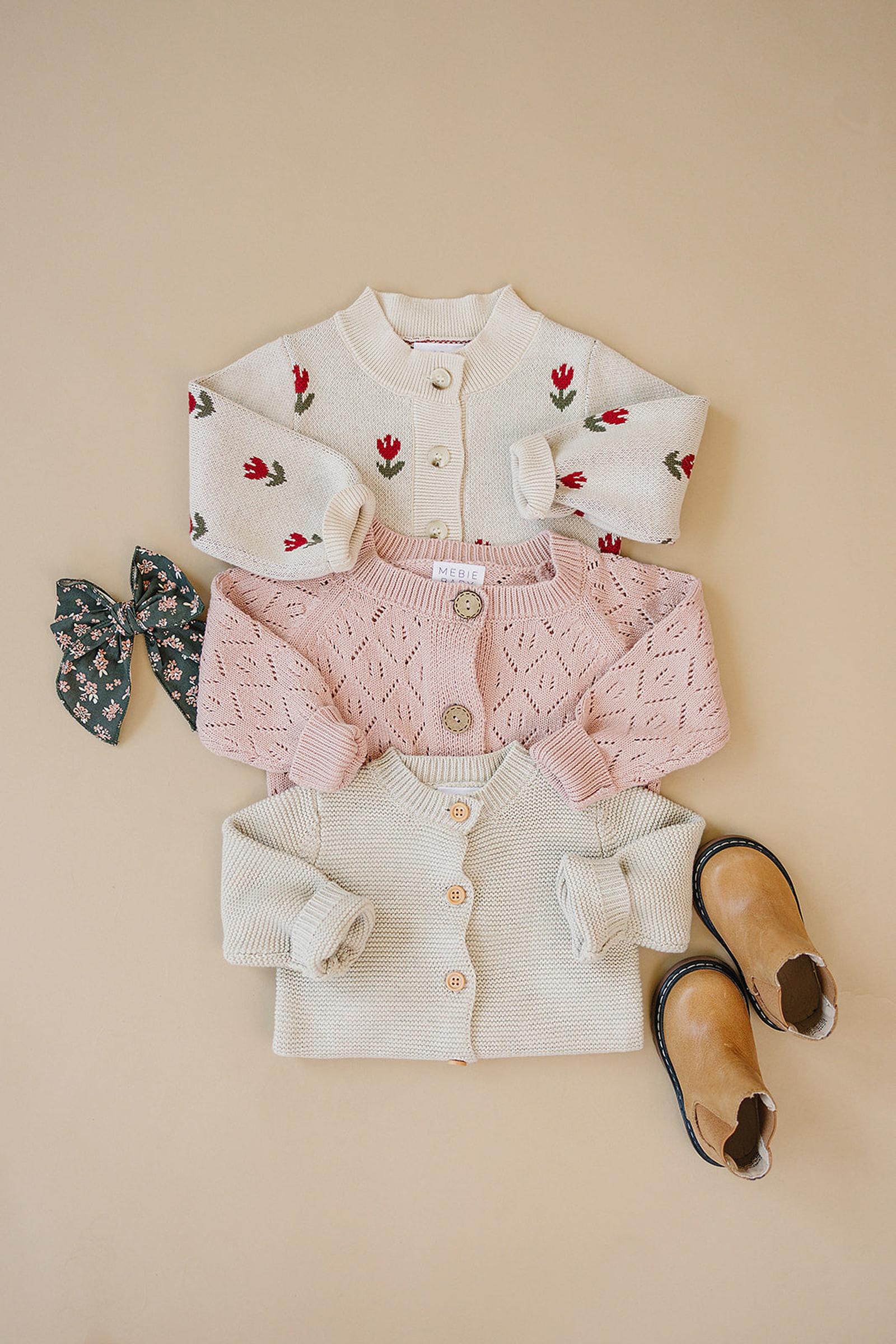 Oatmeal Knit Button Down Cardigan, 100% Cotton, Sizes 0-7 - Image 4