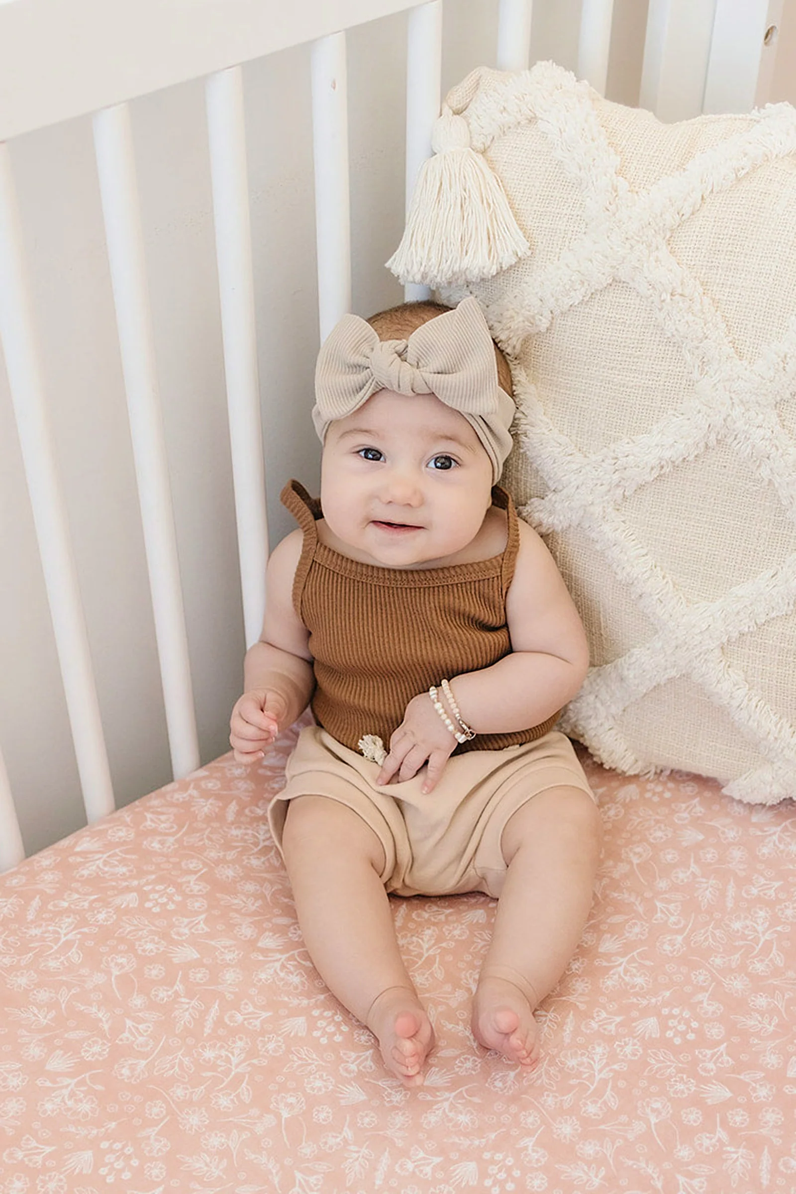 Baby Girl Oatmeal Ribbed Head Wrap, Organic Cotton, Baby - Image 3