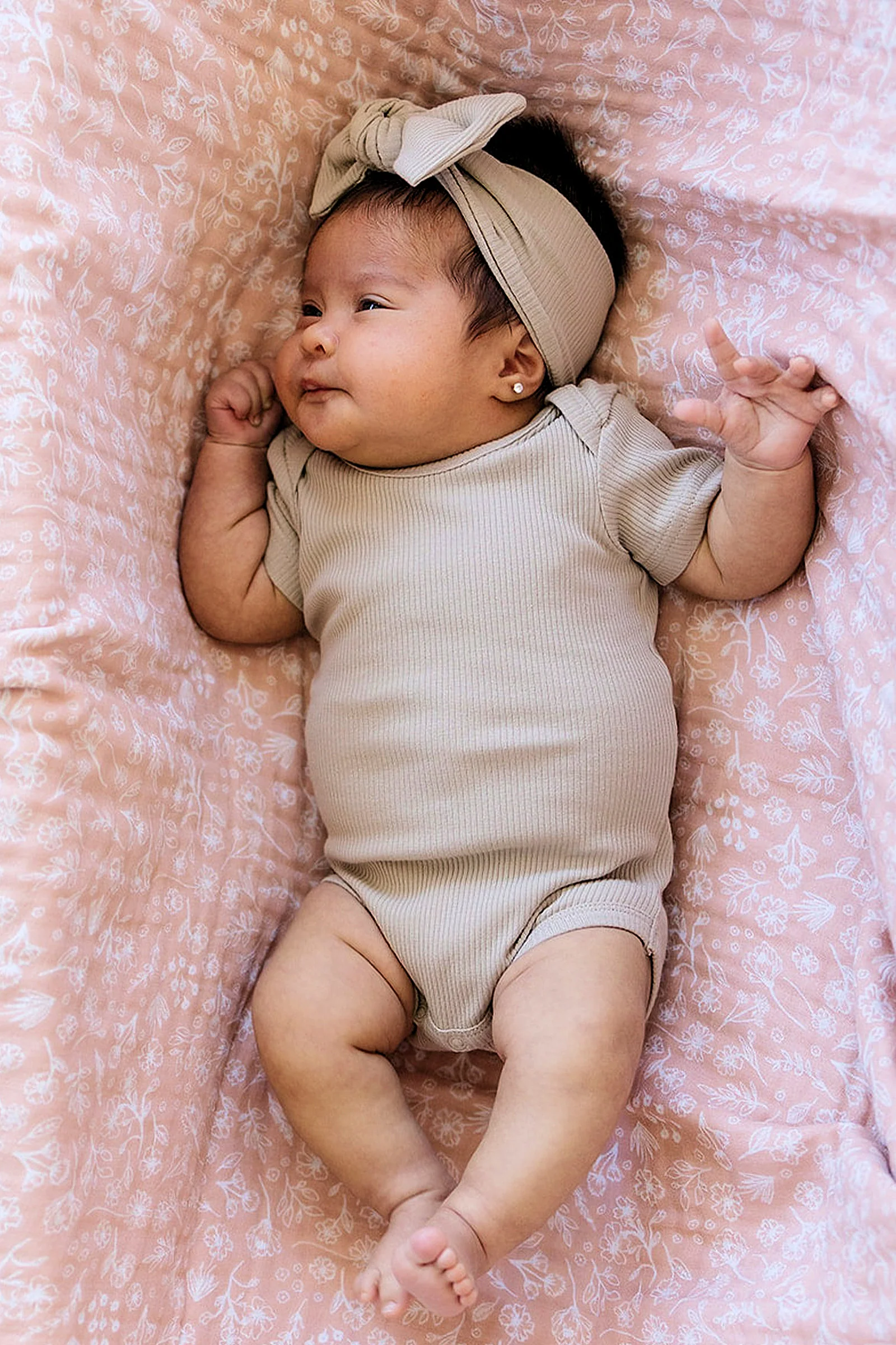 Baby Girl Oatmeal Ribbed Head Wrap, Organic Cotton, Baby - Image 4