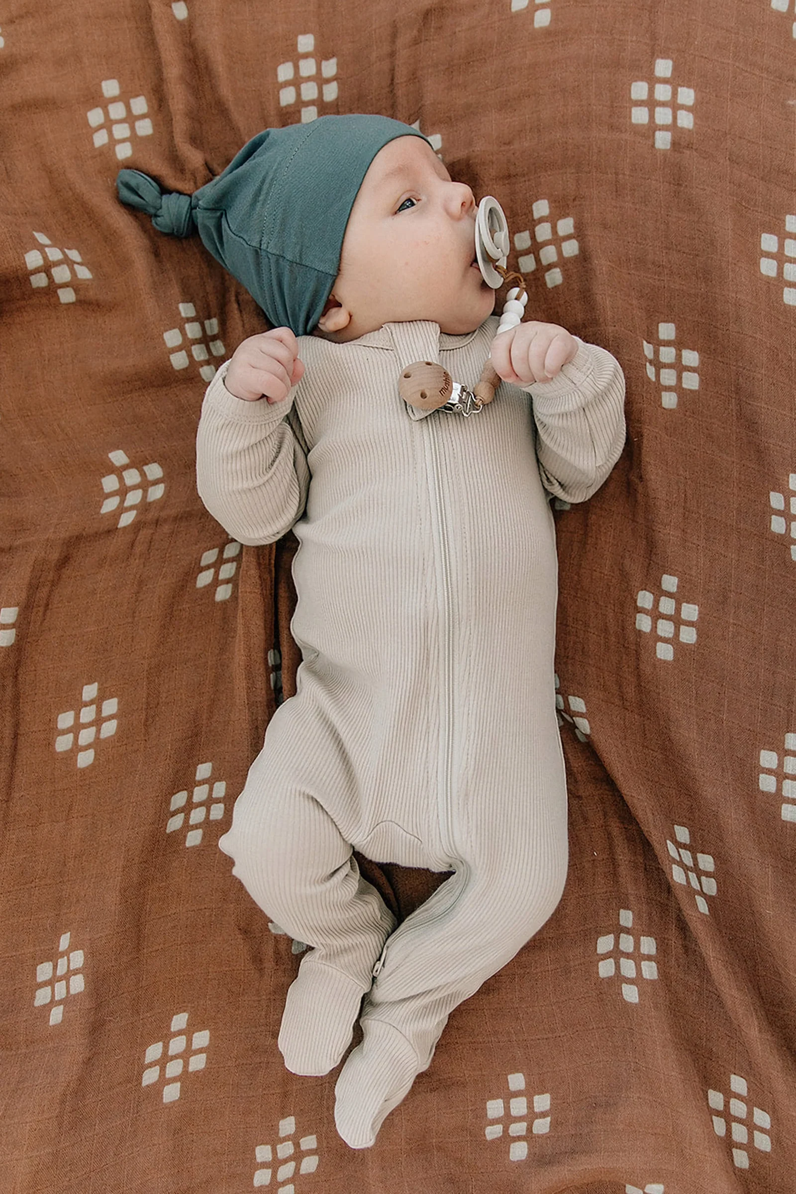 Oatmeal Ribbed Zipper Footed Pajama, Organic Cotton, Baby Essentials - Image 8