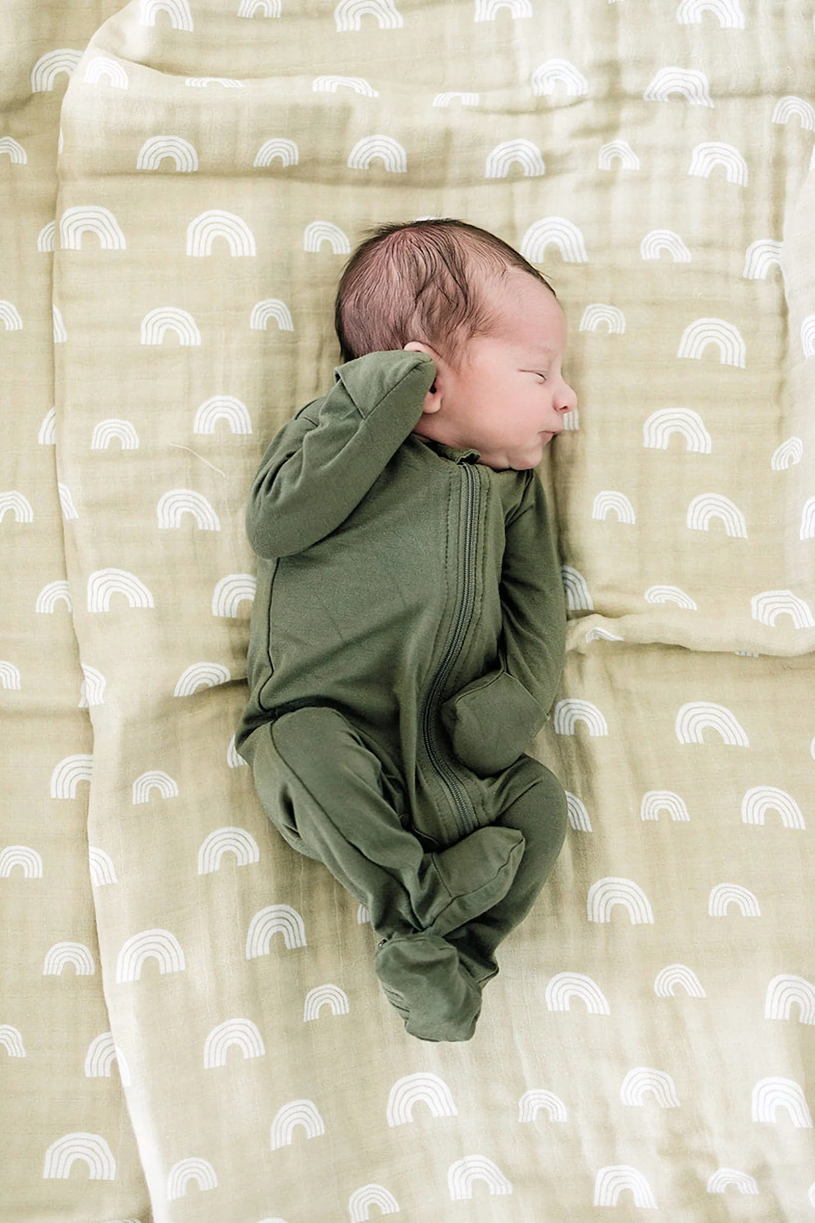 Olive Footed Zipper Pajama, Bamboo, Baby Essentials, Gender Neutral - Image 3