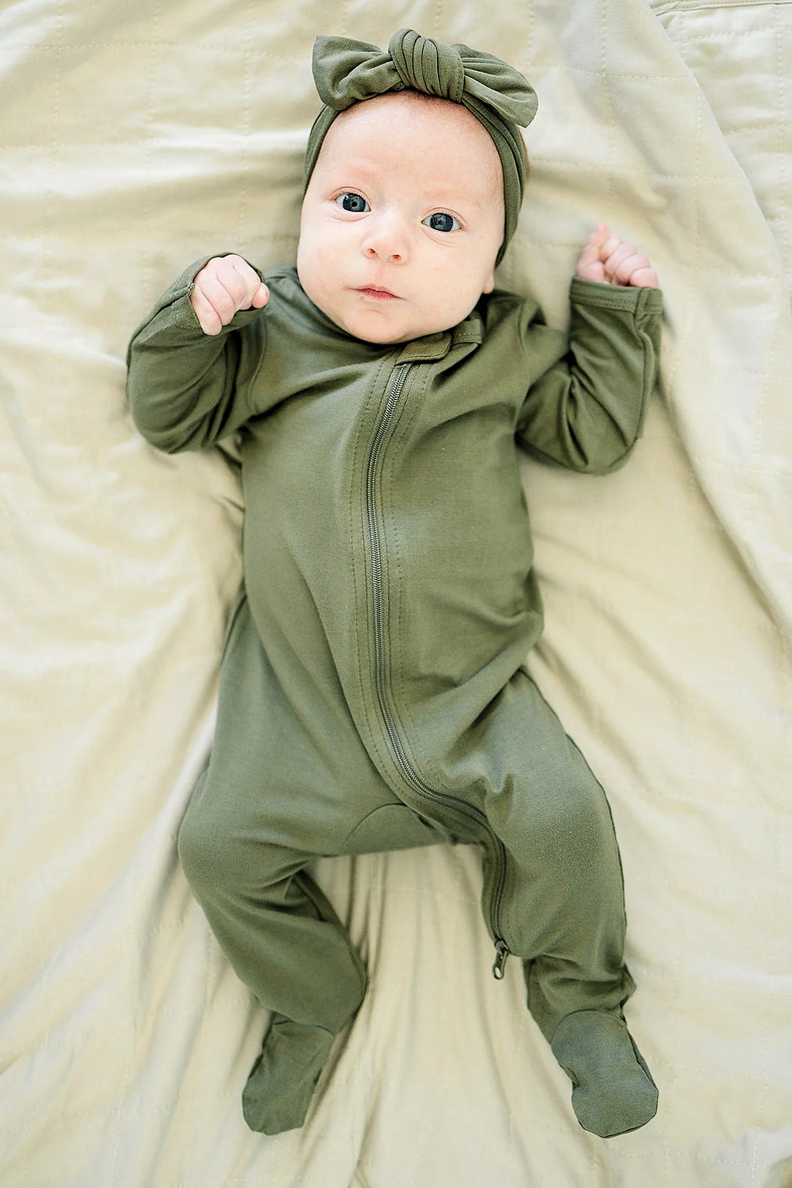 Baby Girl Olive Head Wrap, Bamboo, Baby - Image 4