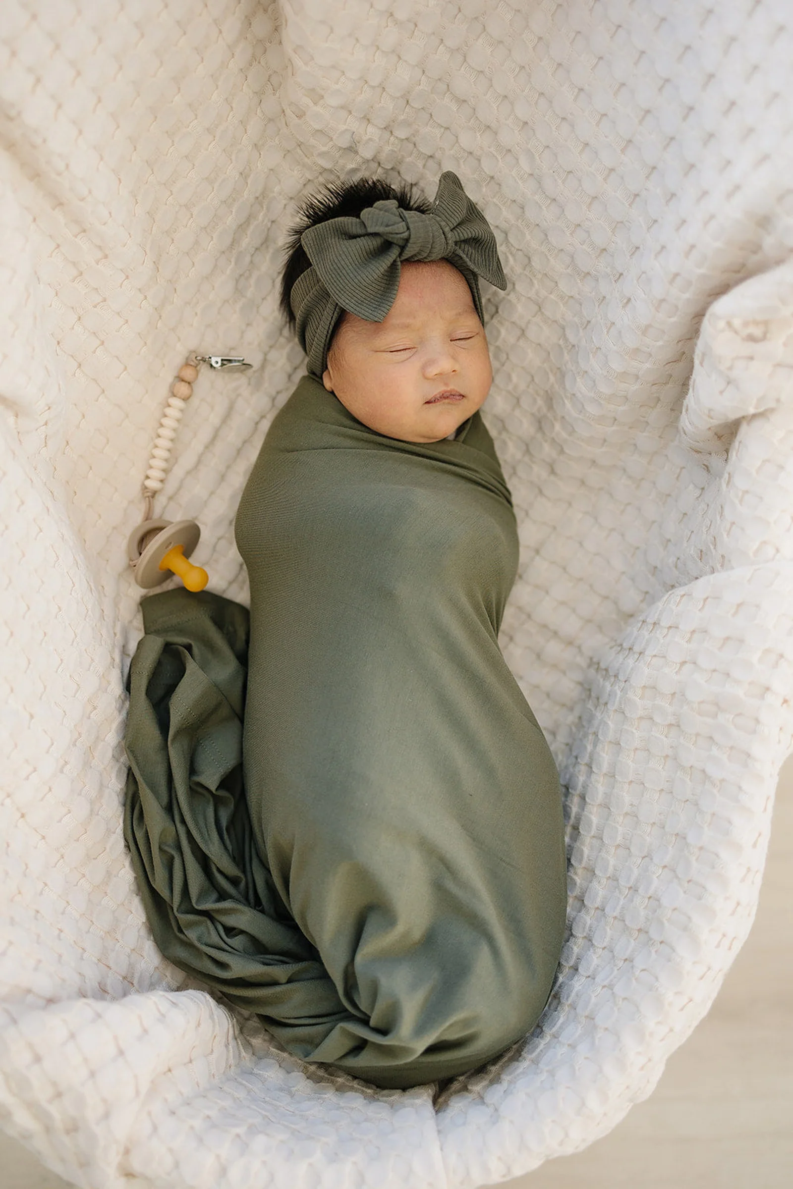 Olive Stretch Swaddle Blanket | Bamboo | Baby Essentials | Gender Neutral - Image 5