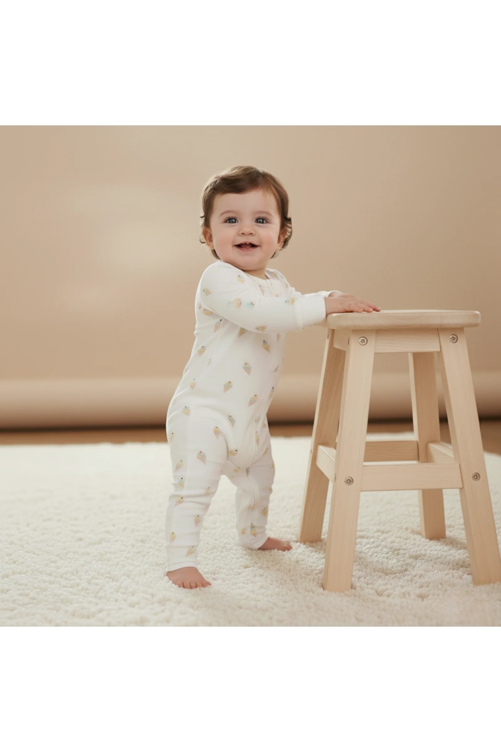 Organic 2-Way Zip Romper - Ice Cream - Image 3