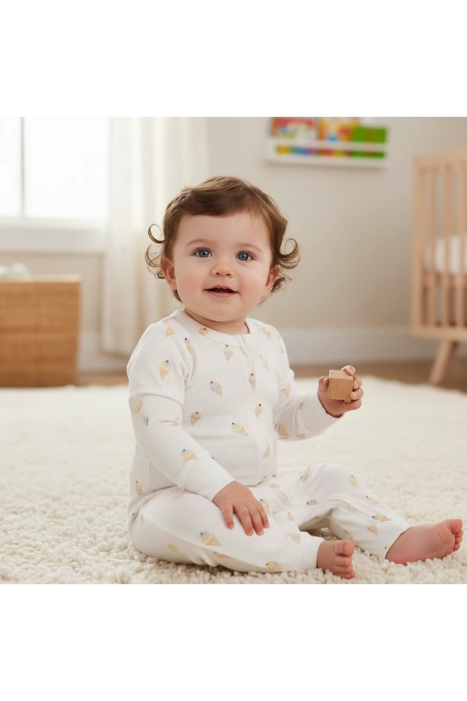 Organic 2-Way Zip Romper - Ice Cream - Image 4