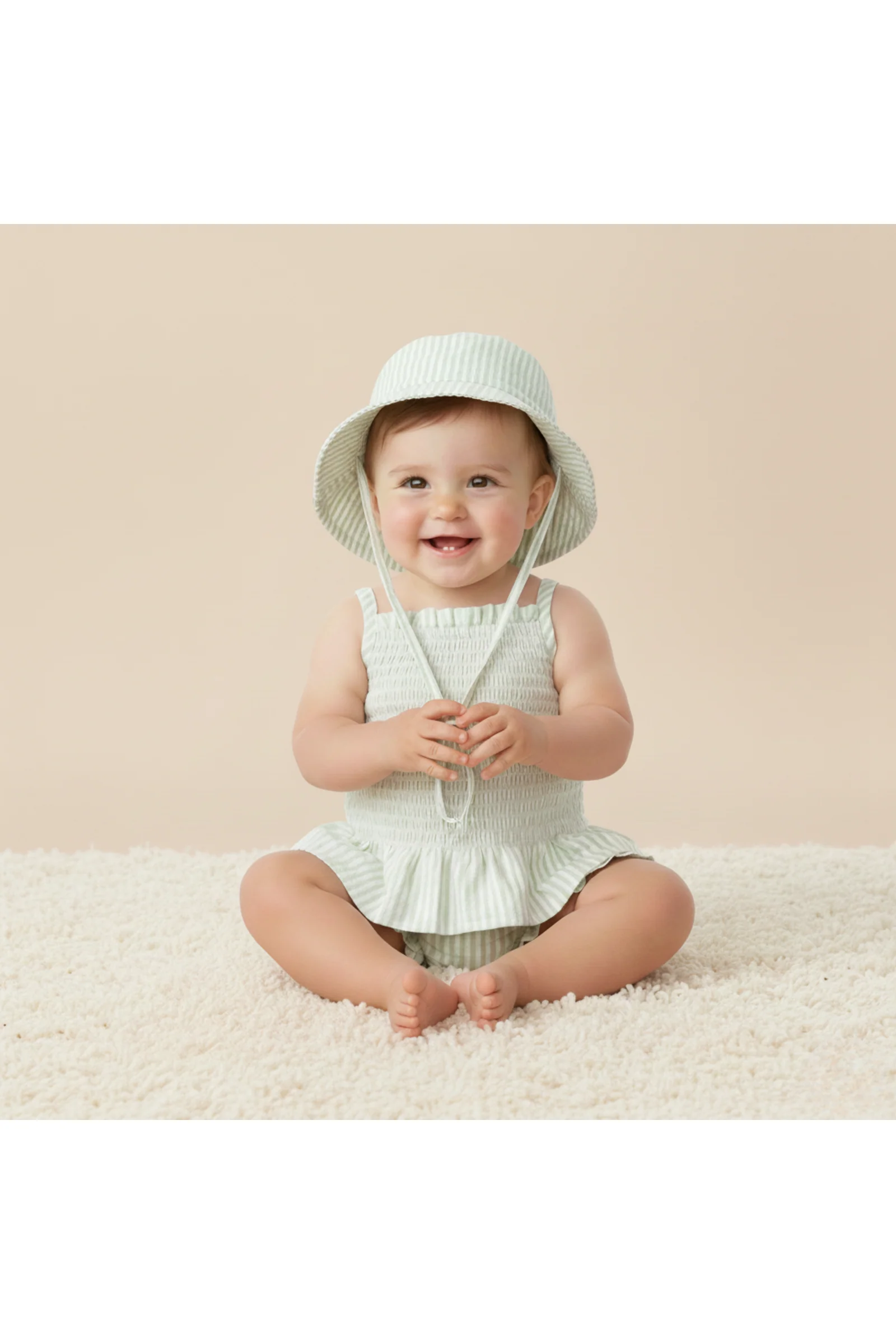 Organic Bucket Sun Hat - Basil Stripes - Image 3