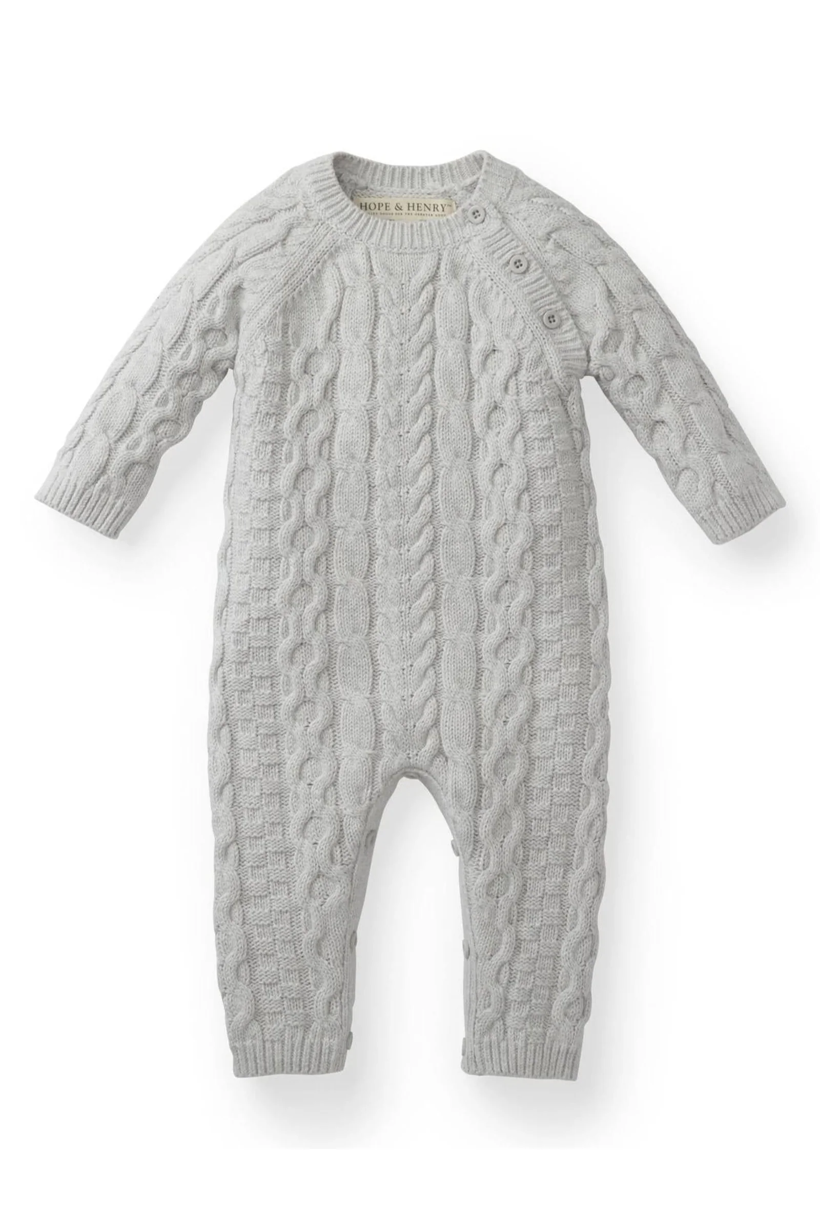 Baby Organic Cable Romper 2-Piece Boxed Gift Set, Light Gray Heather - Image 4