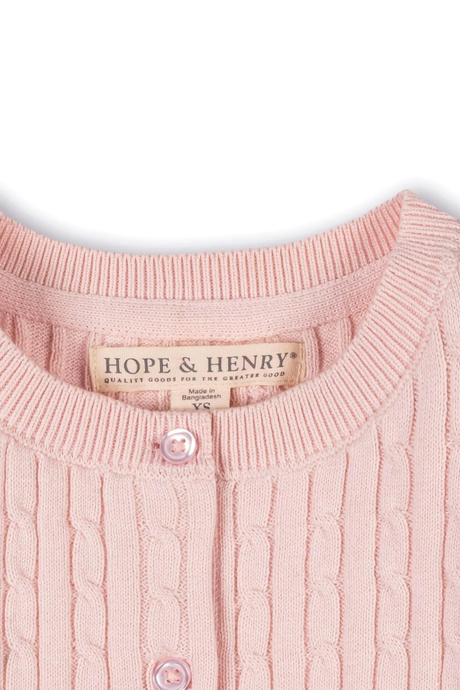 Organic Cotton Classic Cable Knit Cardigan for Girls, Pink, Sizes 2T-10 - Image 3