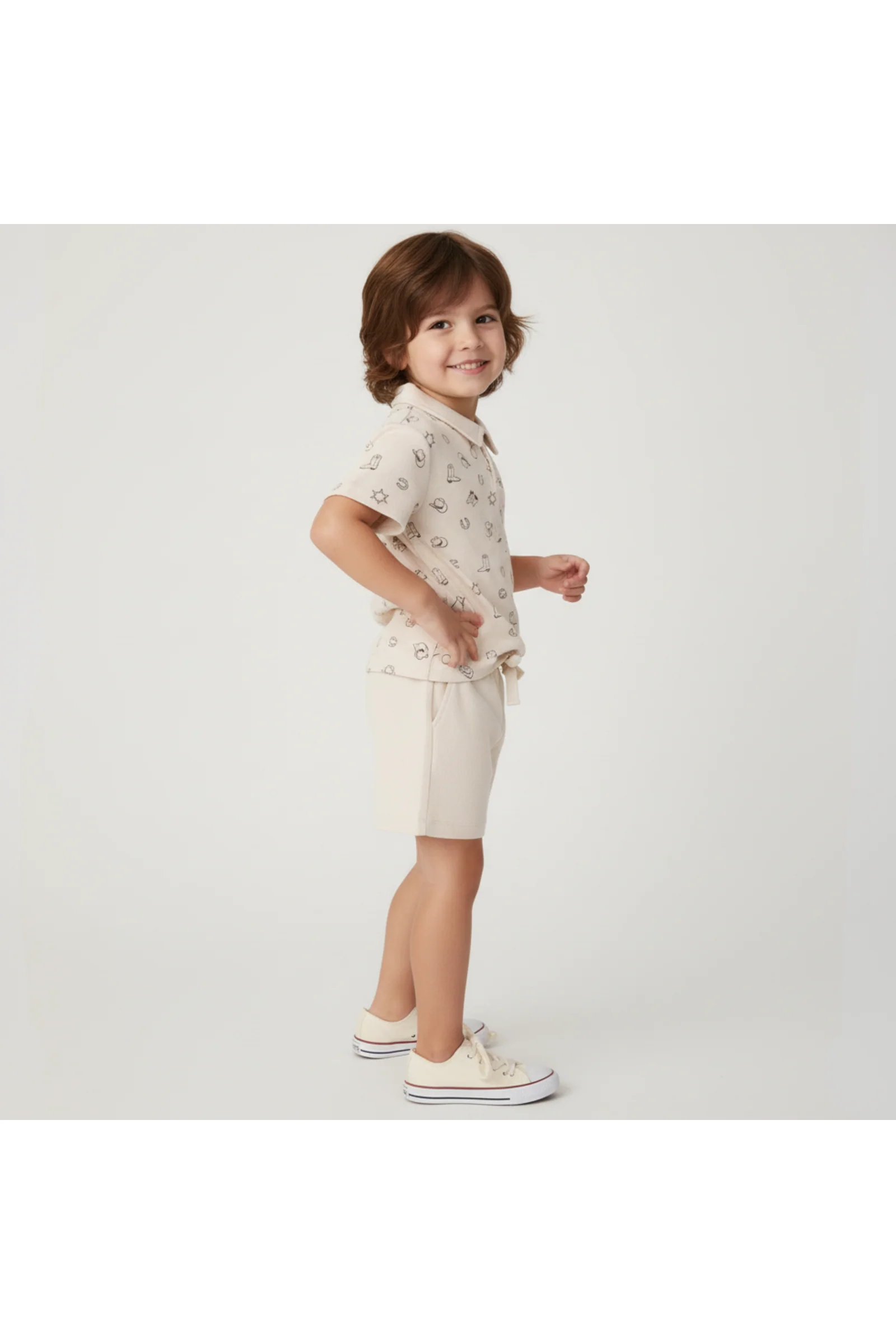 Organic Collar Tee & Shorts Set - Rodeo