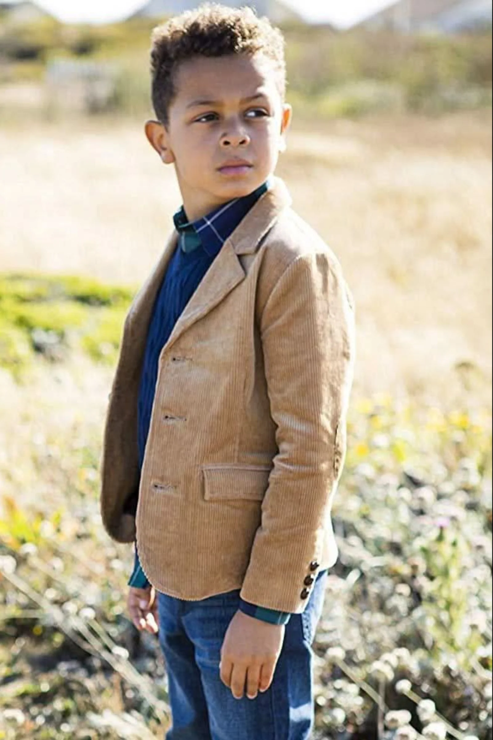 Organic Corduroy Blazer for Boys, Medium Brown, Sizes 2T-12 - Image 3