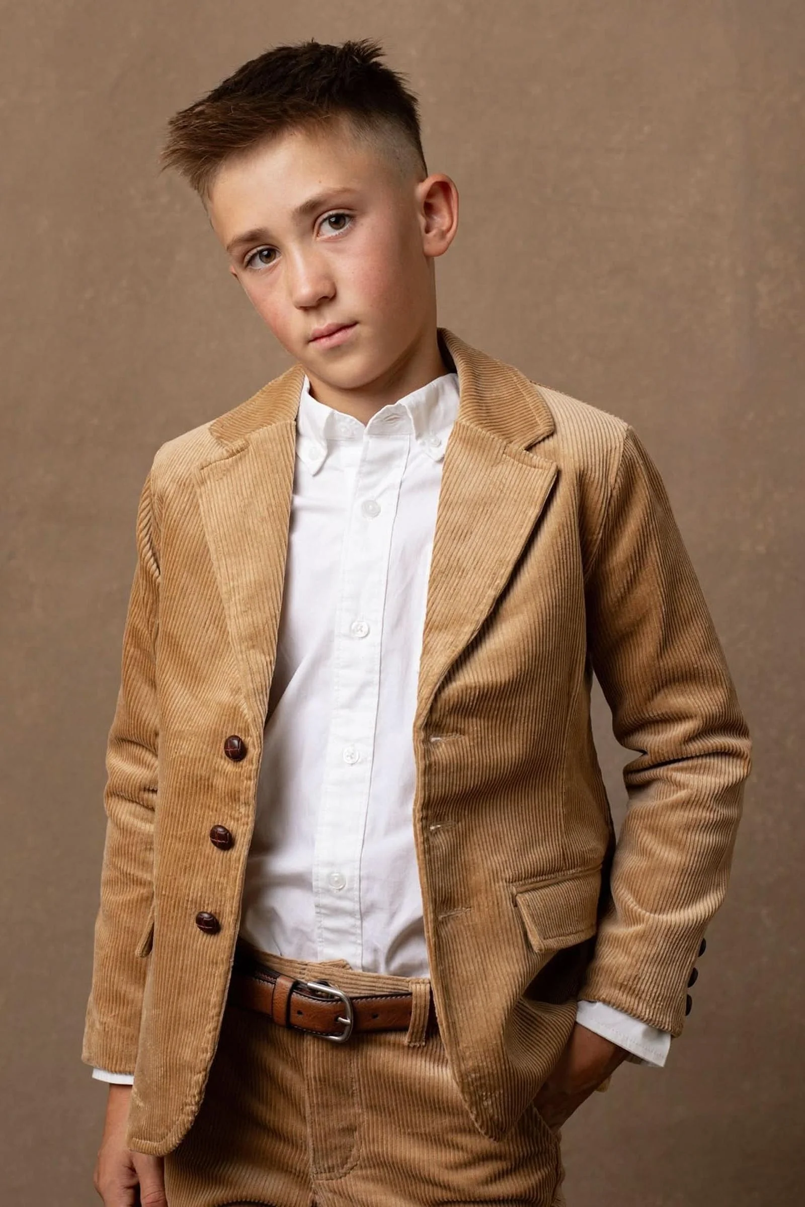 Organic Corduroy Blazer for Boys, Medium Brown, Sizes 2T-12 - Image 4