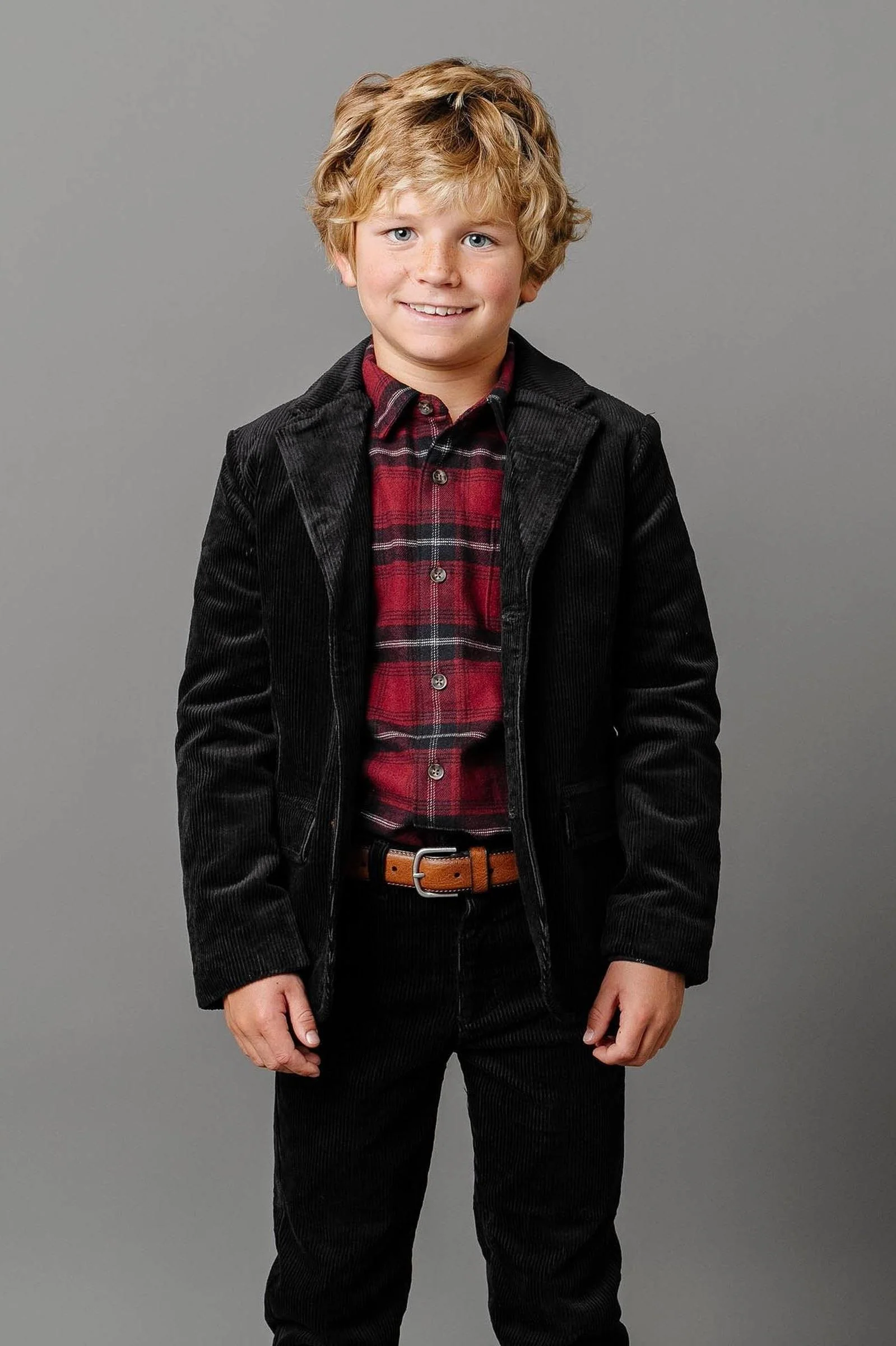 Organic Cotton Corduroy Blazer for Boys, Black with Elbow Patches, Toddler & Kids, Family Matching Outfits
