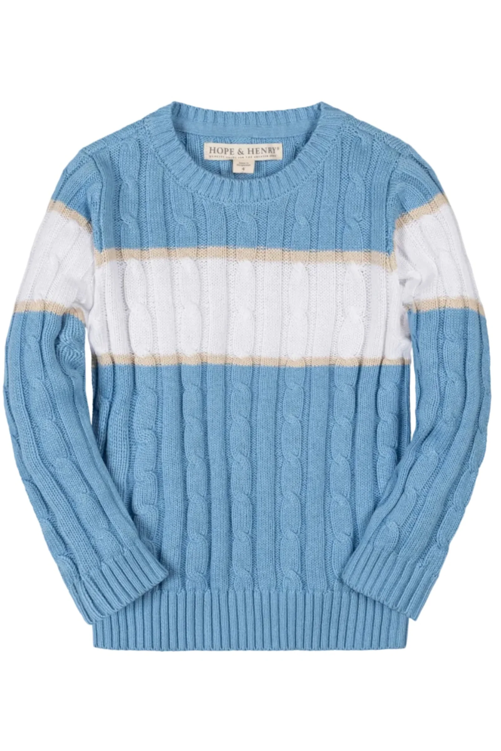 Organic Cotton Crewneck Sweater, Family Matching toddler, Bluebell Stripe, Sizes 2T-18 - Image 2