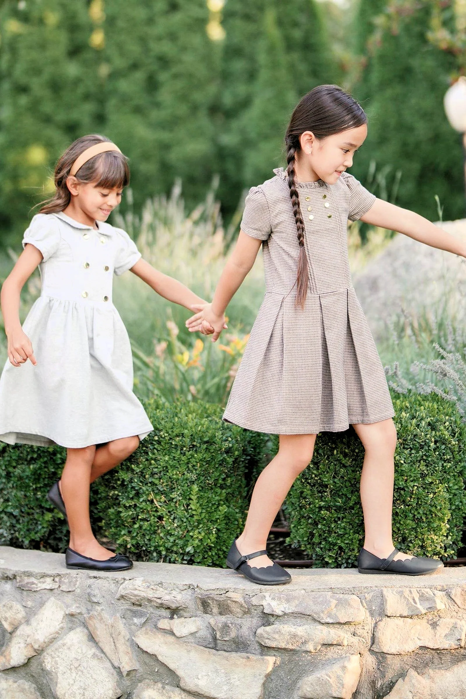 Organic Cotton Double Breasted Flannel Dress for Girls, Gray Heather Solid, Toddler & Kids - Image 5