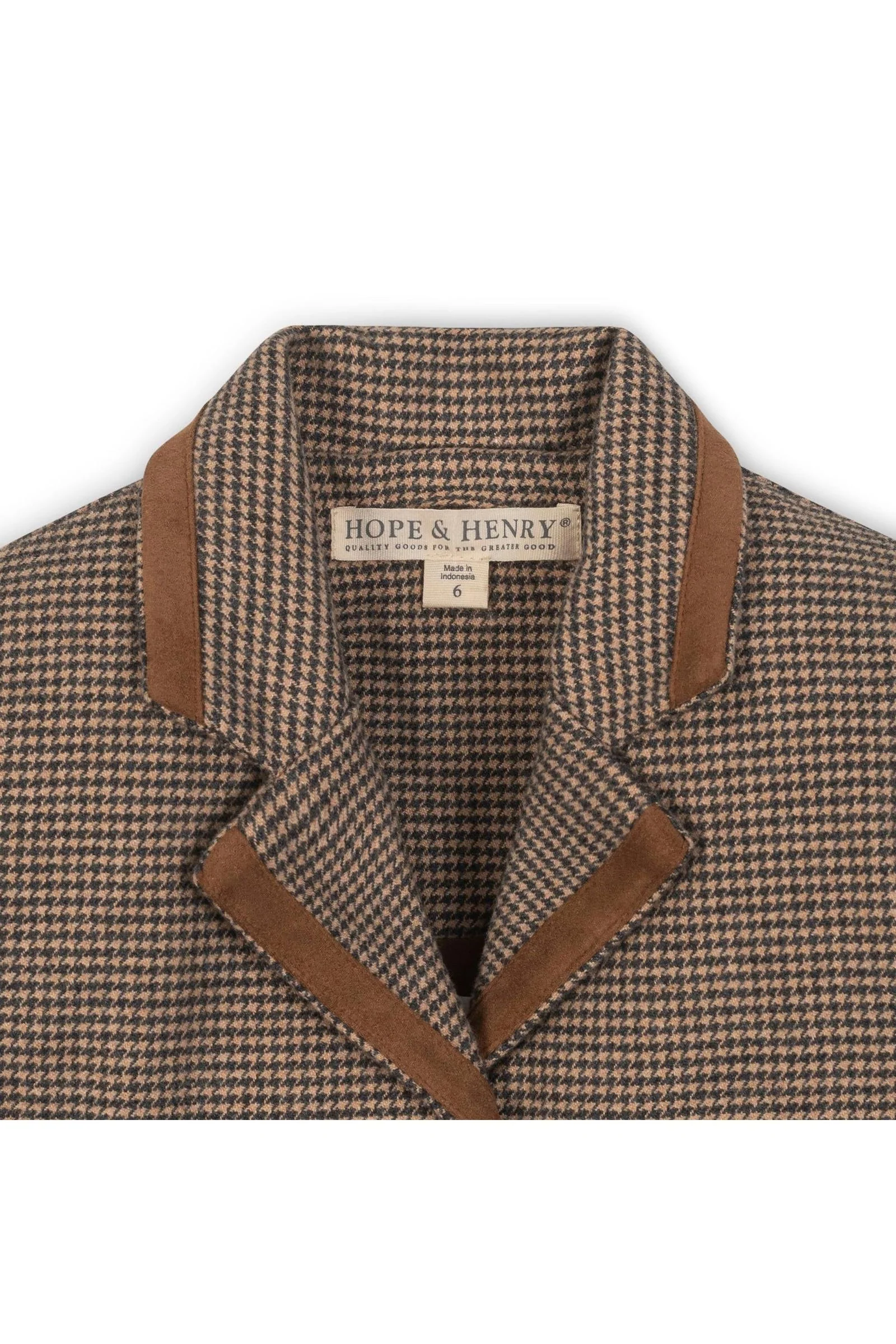 Organic Cotton Stylish Blazer With Notch Collar for Girls, Camel, Toddler & Kids - Image 3