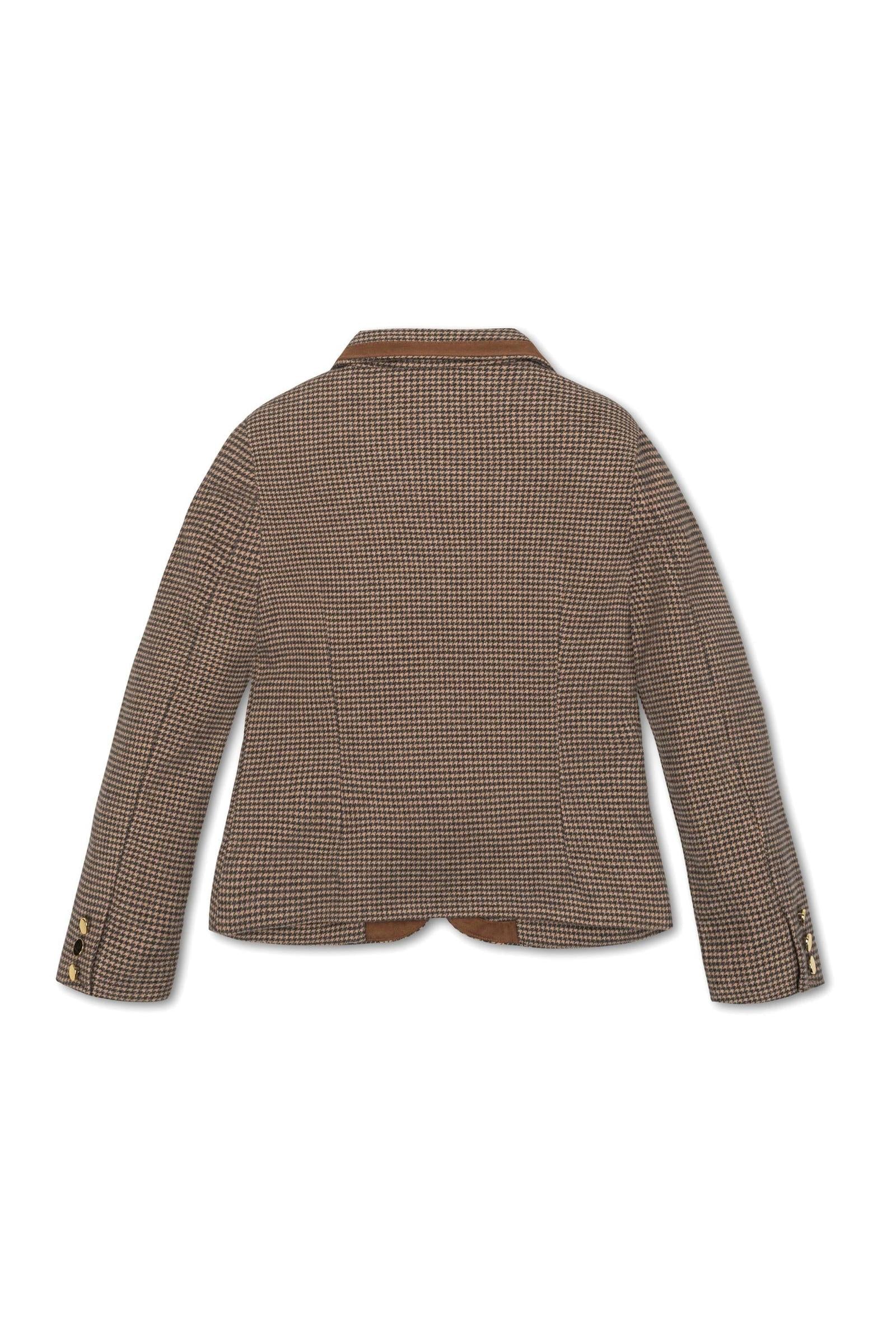 Organic Cotton Stylish Blazer With Notch Collar for Girls, Camel, Toddler & Kids - Image 4