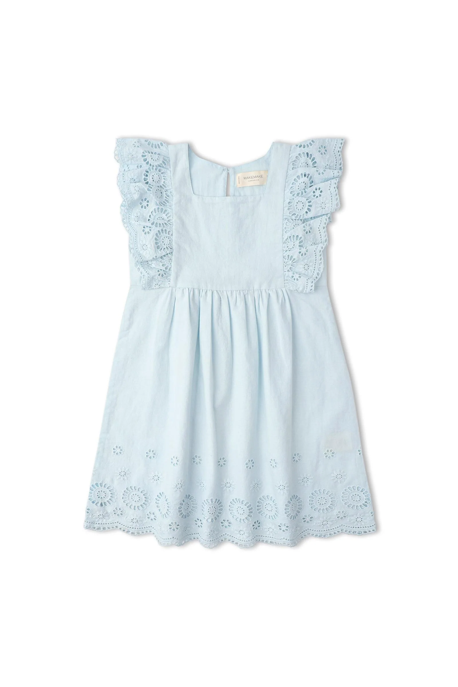 Organic Eyelet Flutter Dress - Light Blue Eyelet - Image 2