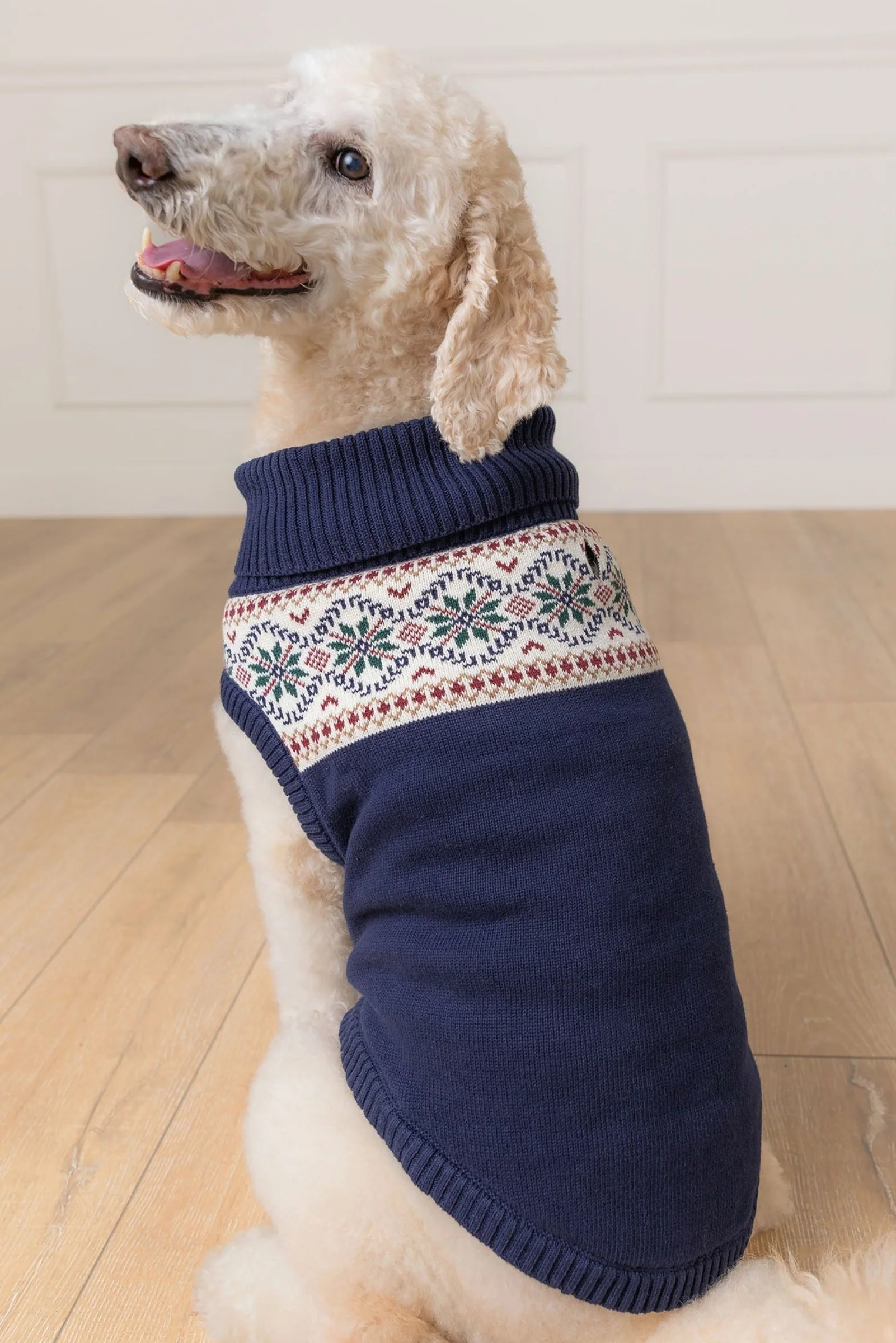 Organic Cotton Fair Isle Dog Sweater, Navy - Image 3