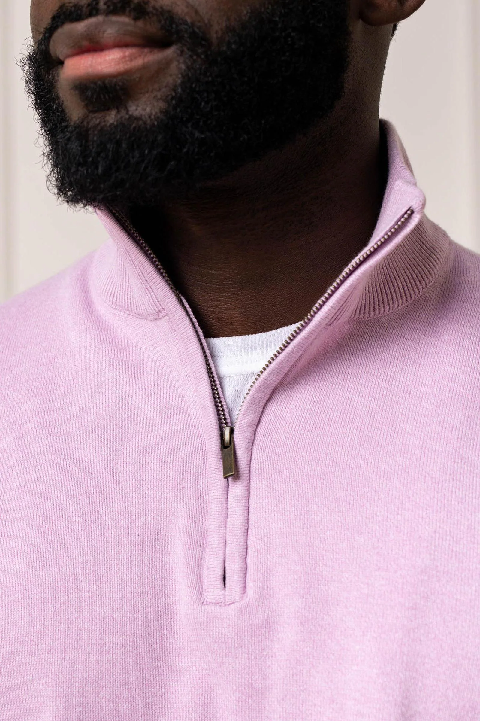 Organic Cotton Fine Gauge Half Zip Sweater, Lavender, Men, Family Matching Outfits - Image 3