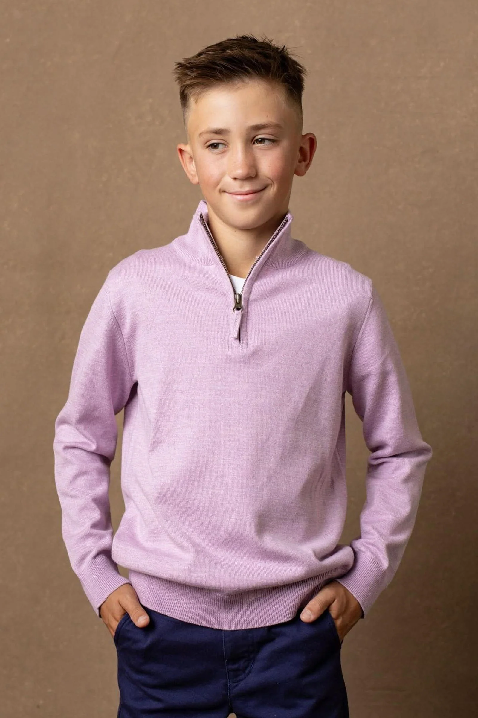 Organic Cotton Fine Gauge Half Zip Sweater, Lavender, Sizes 2T-14, Family Matching Outfits