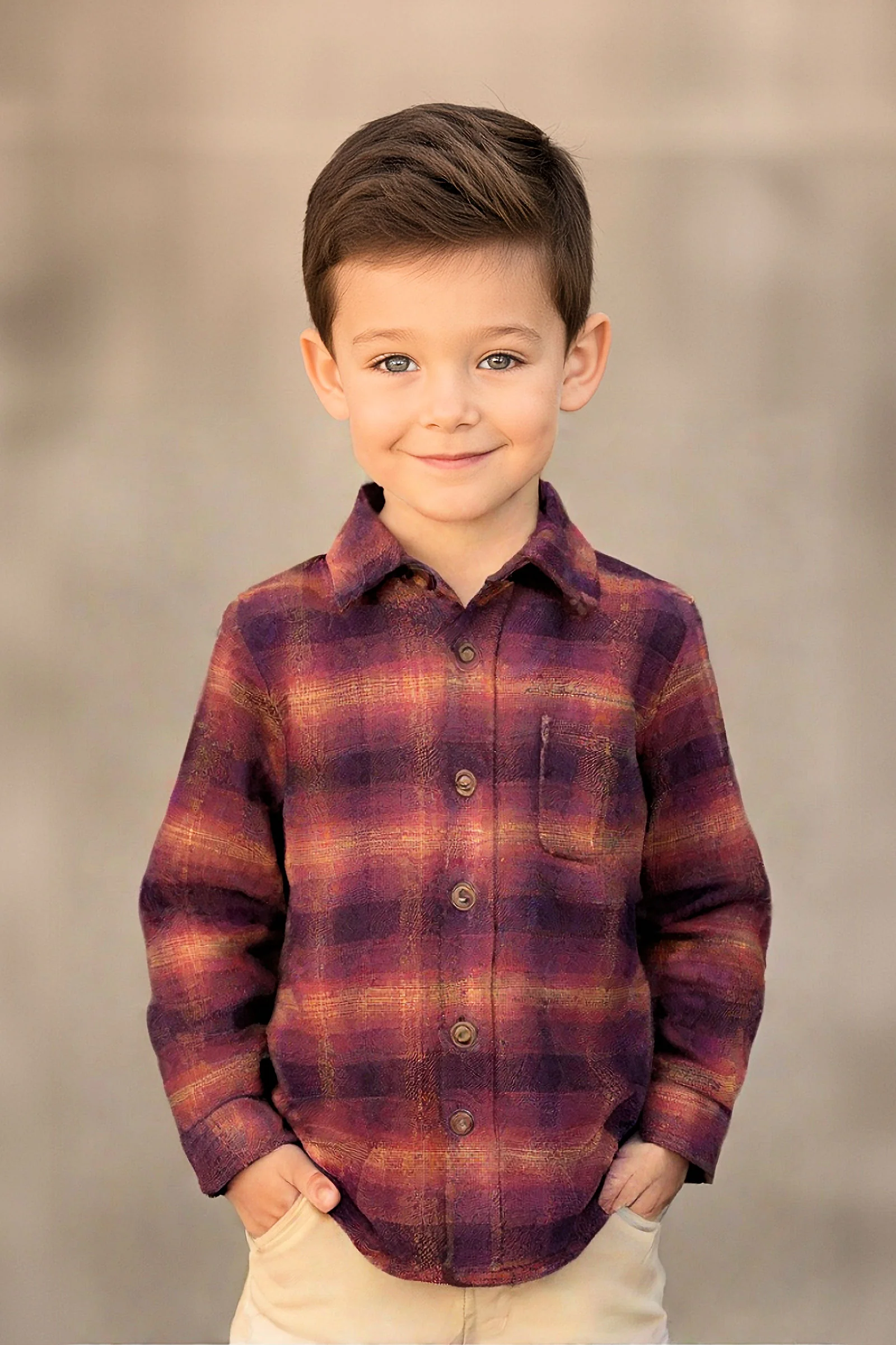 Organic Cotton Flannel Shirt, Plum Plaid, Toddler & Kids