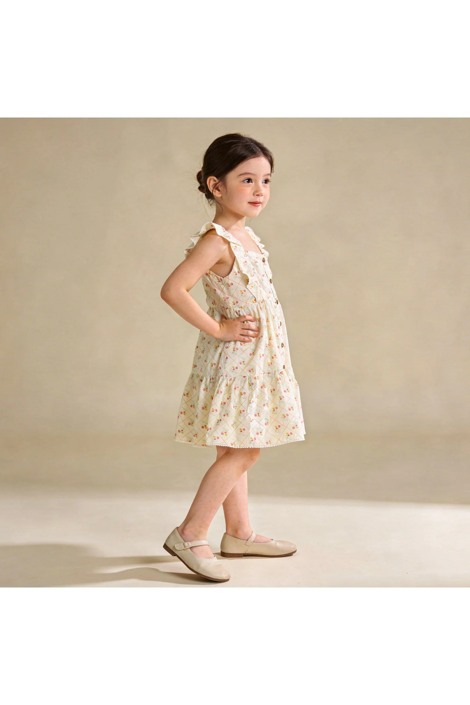 Organic Flutter Buttoned Tiered Dress - Spring Weave - Image 3